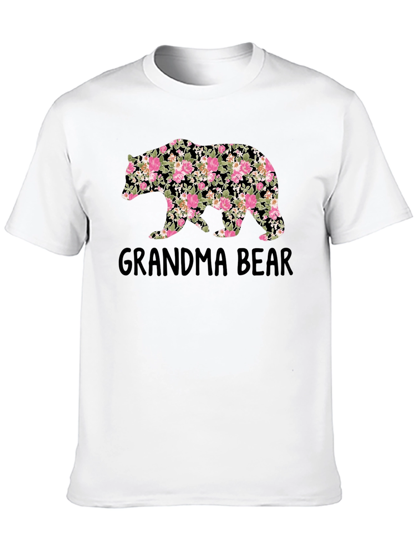 Grandma Bear Floral Print T-Shirt