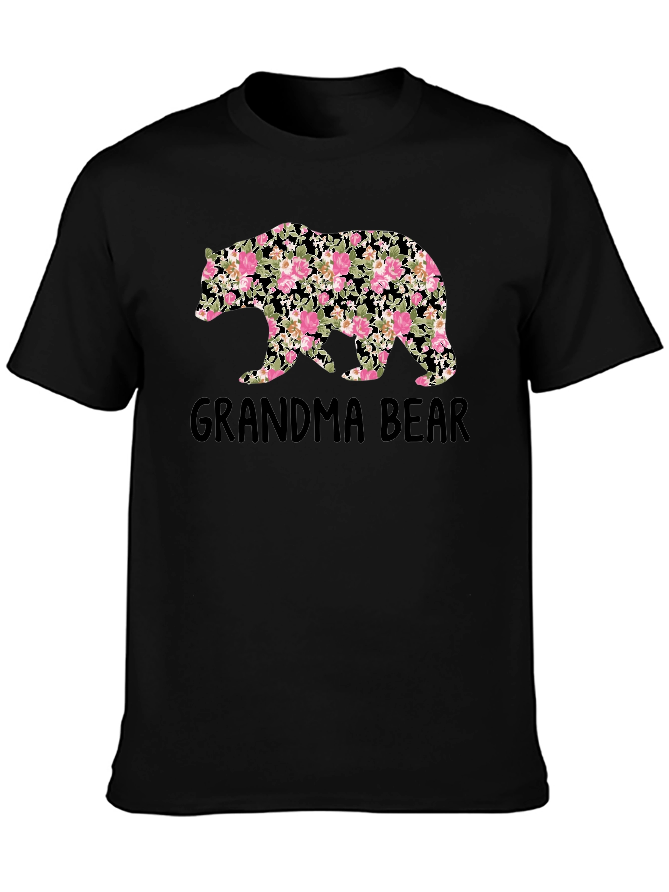 Grandma Bear Floral Print T-Shirt
