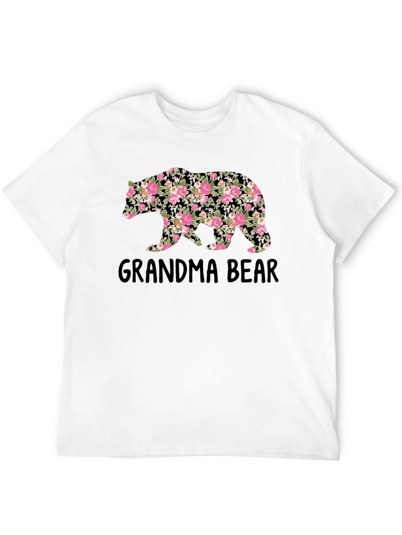Grandma Bear Floral Print T-Shirt