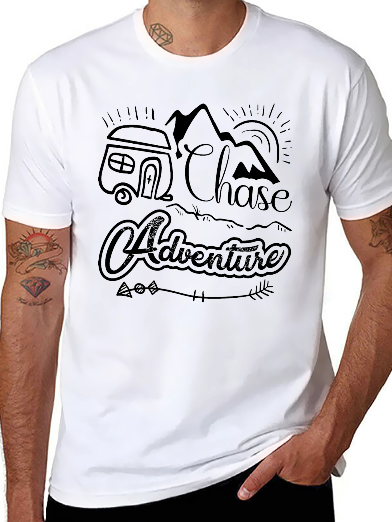 Chase Adventure Black Graphic Tee for Men