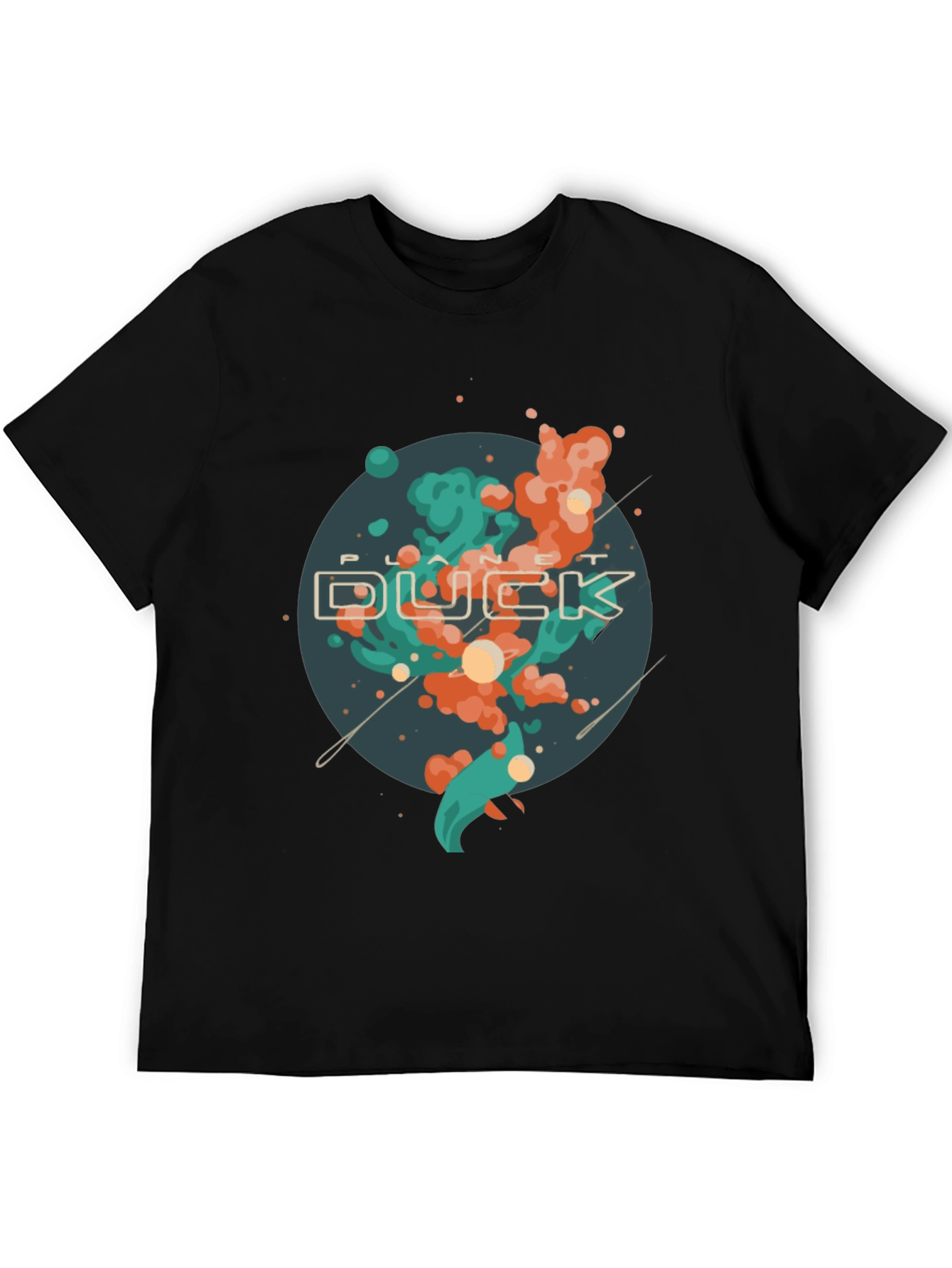 Planet Duck Graphic Tee - Casual Black T-Shirt
