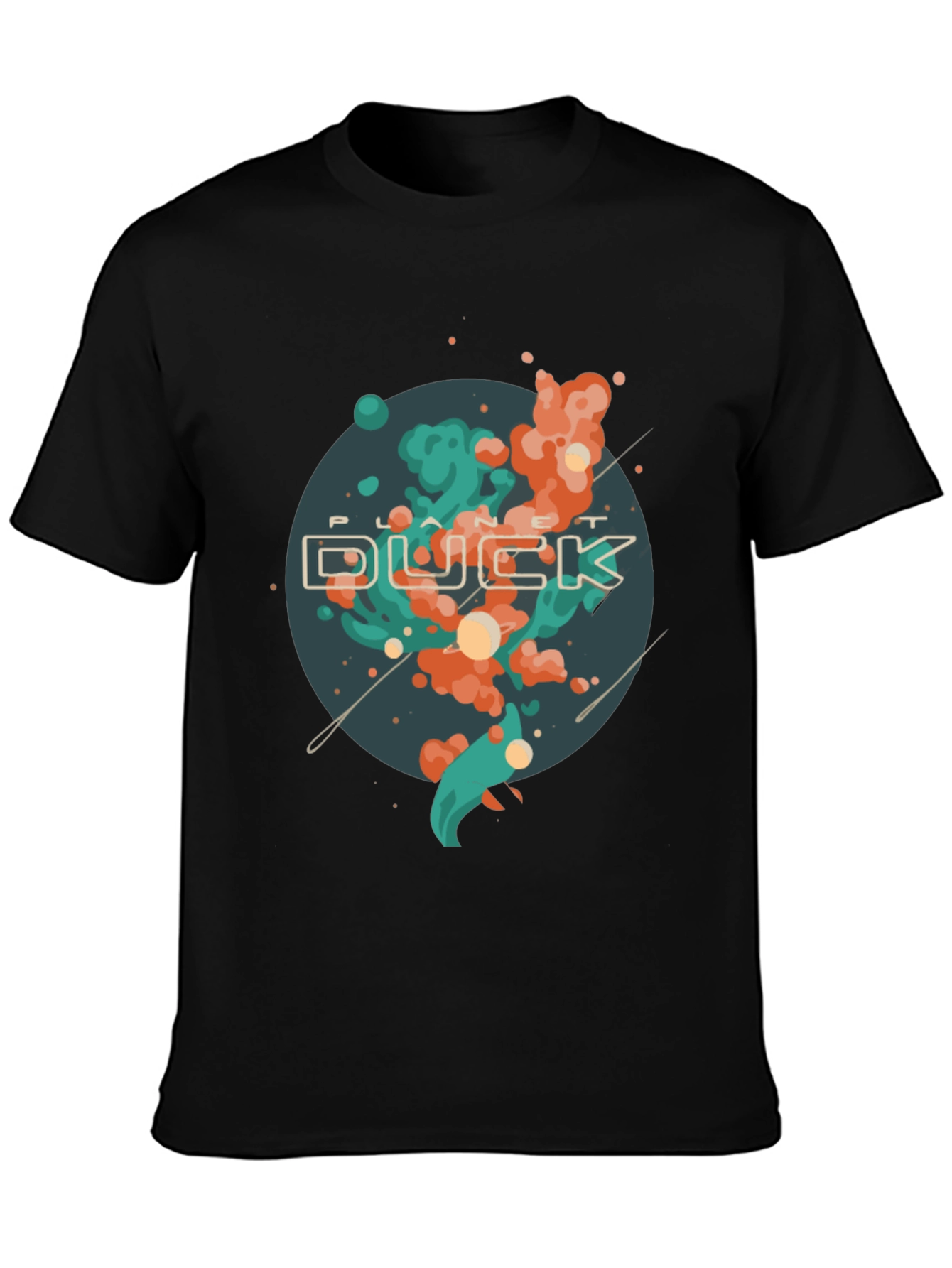 Planet Duck Graphic Tee - Casual Black T-Shirt