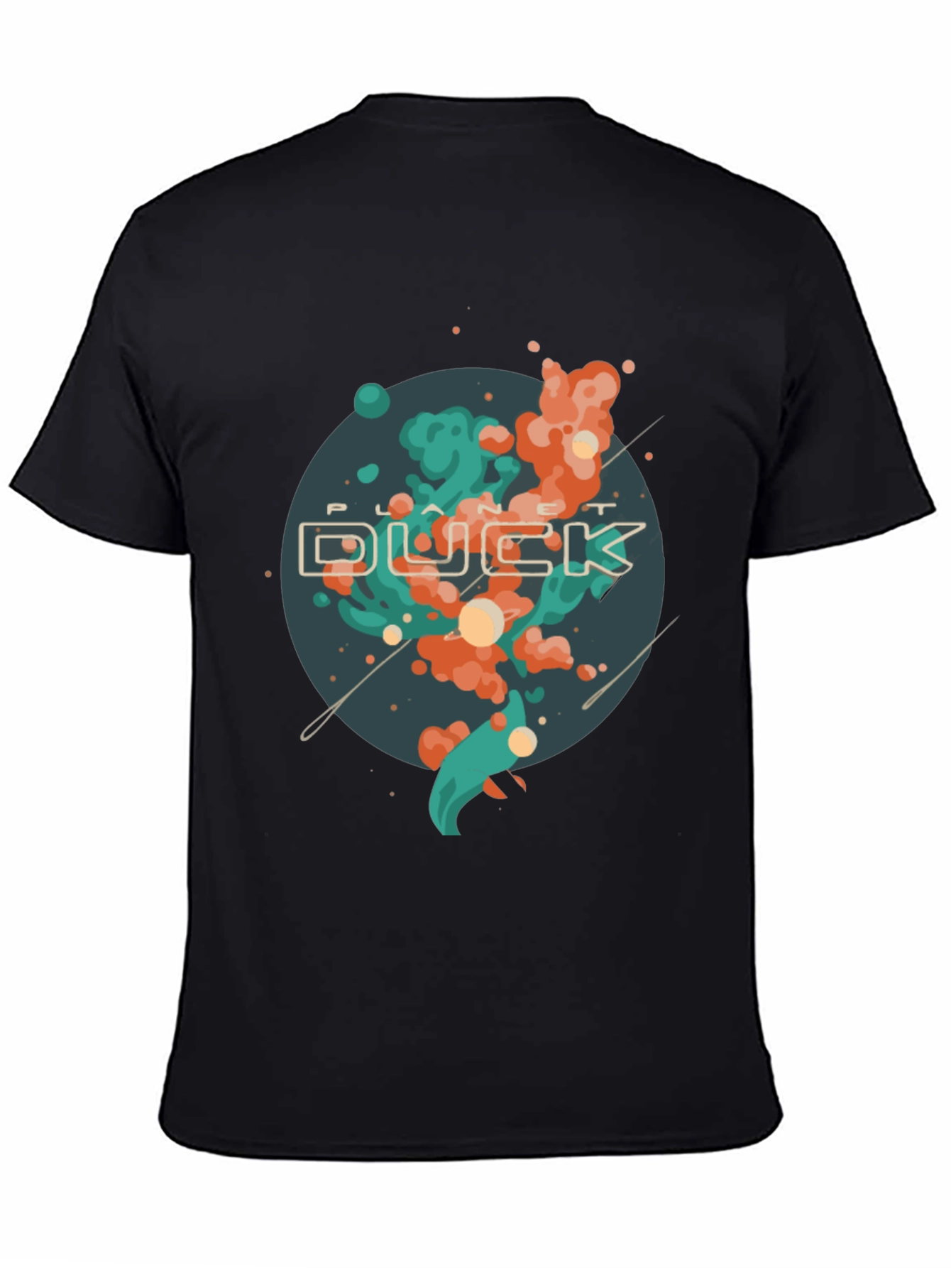 Planet Duck Graphic Tee - Casual Black T-Shirt