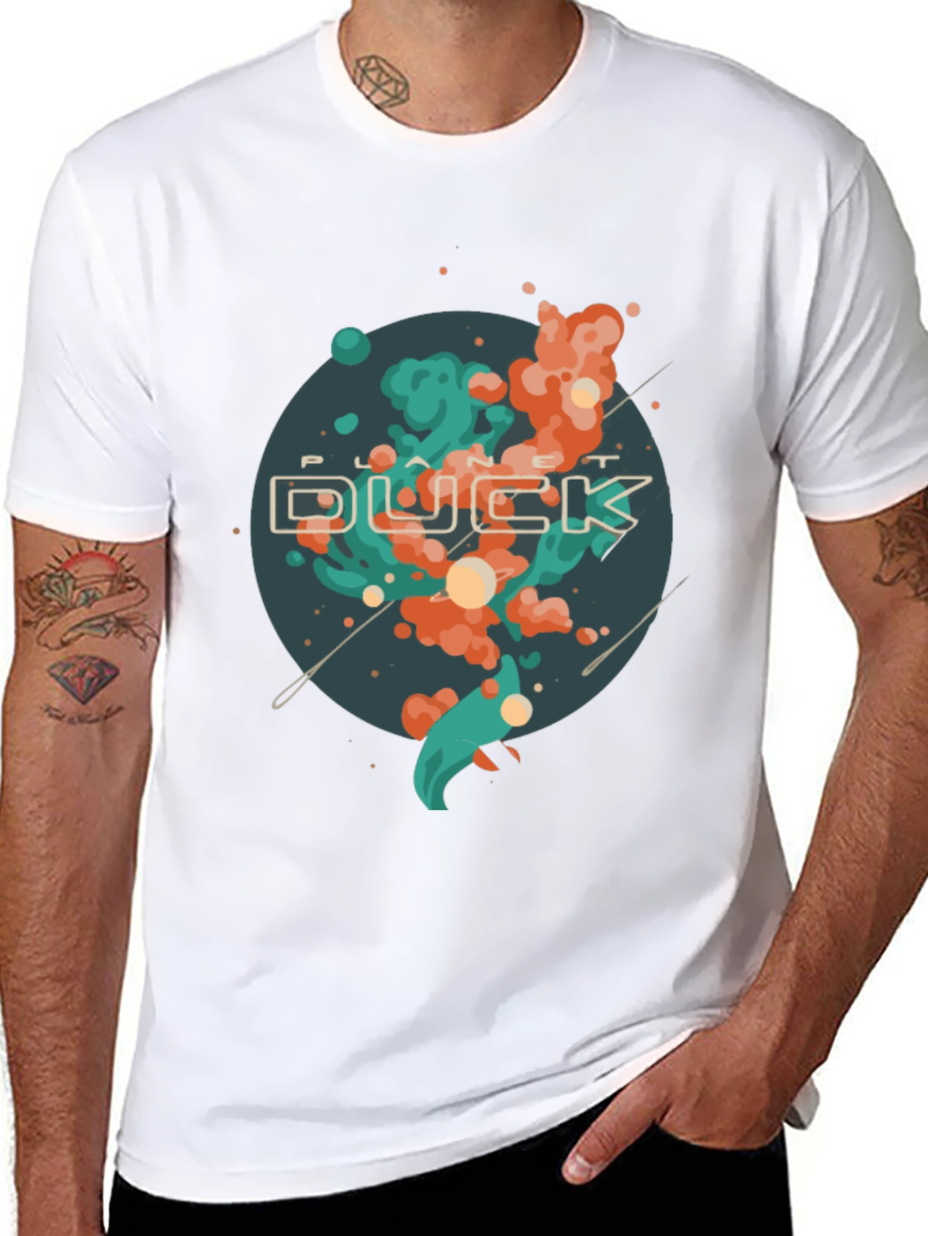 Planet Duck Graphic Tee - Casual Black T-Shirt