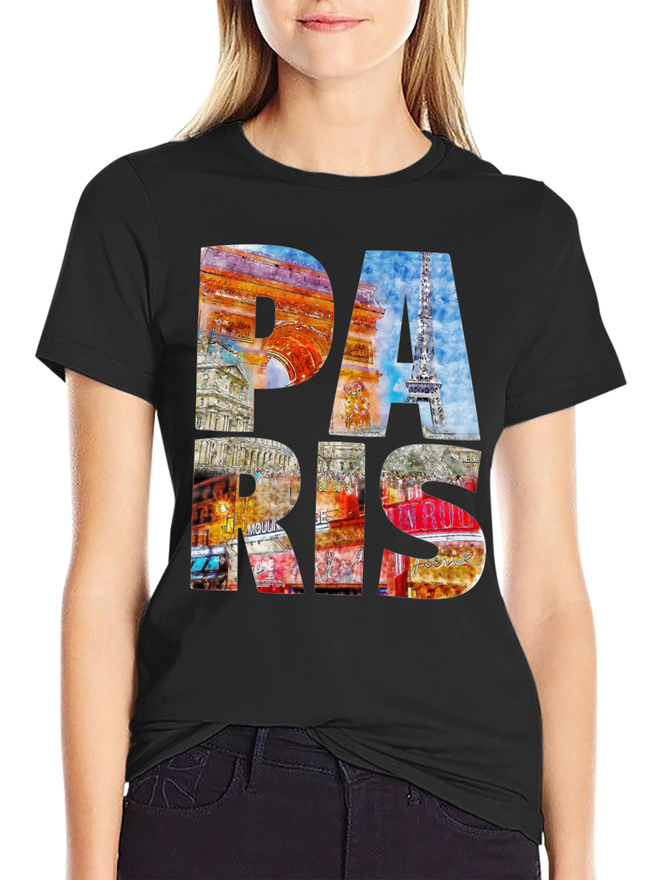Paris T-Shirt - Landmark Collage Graphic Tee
