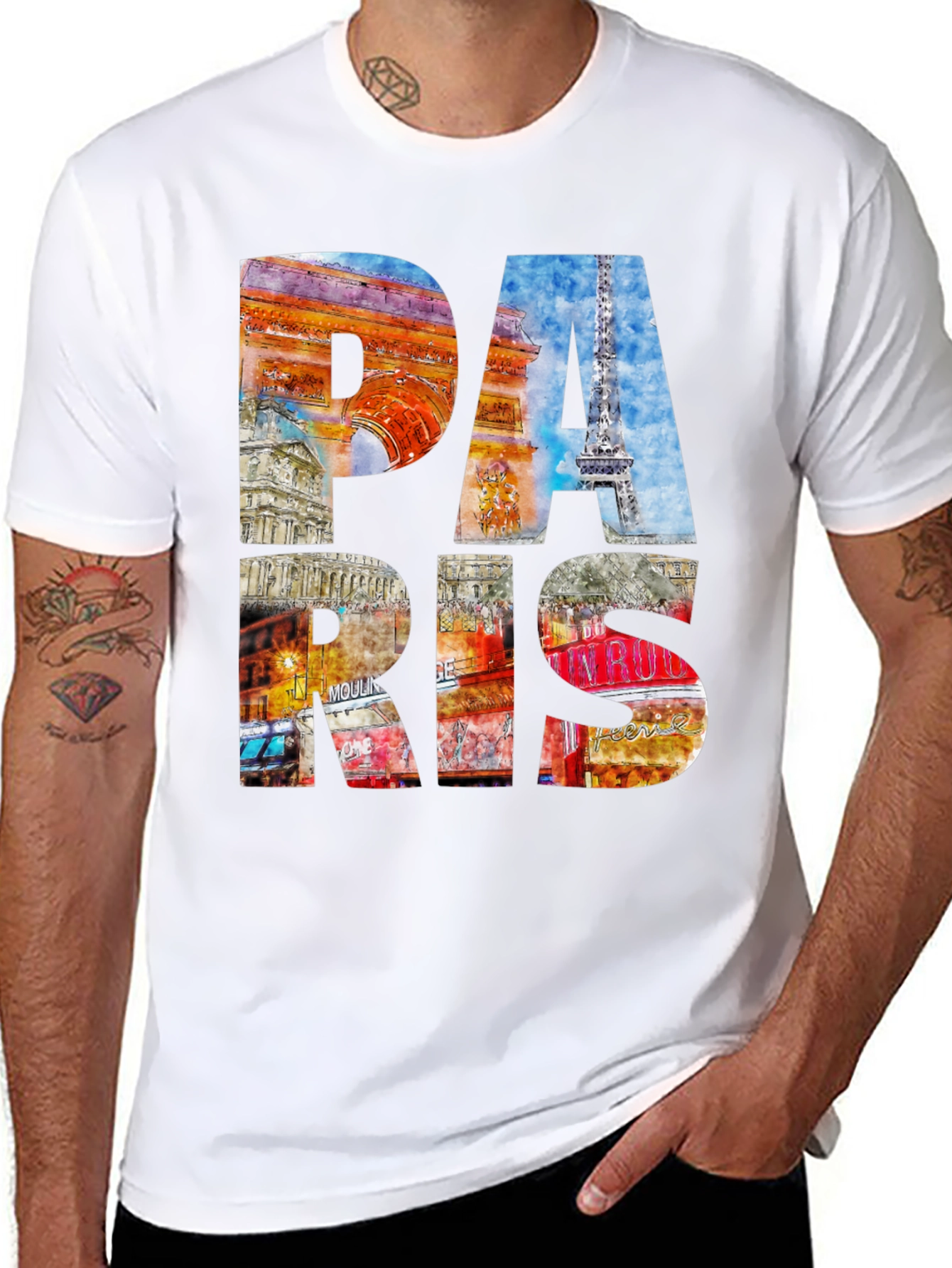 Paris T-Shirt - Landmark Collage Graphic Tee