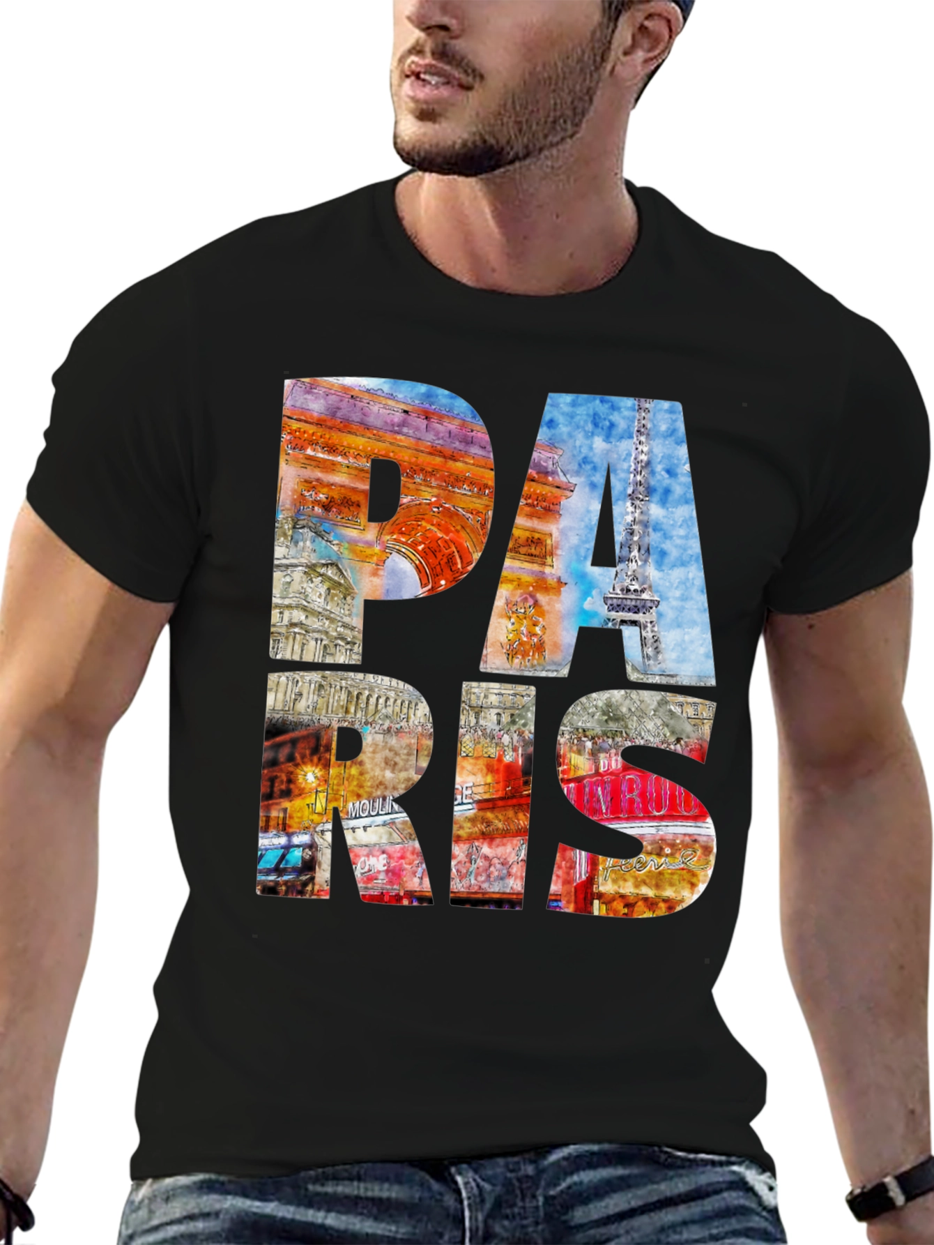 Paris T-Shirt - Landmark Collage Graphic Tee