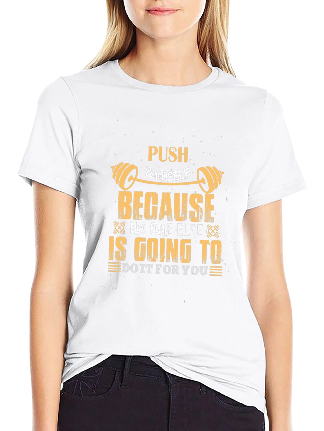 Push Yourself Gym Motivation Graphic Tee - Black