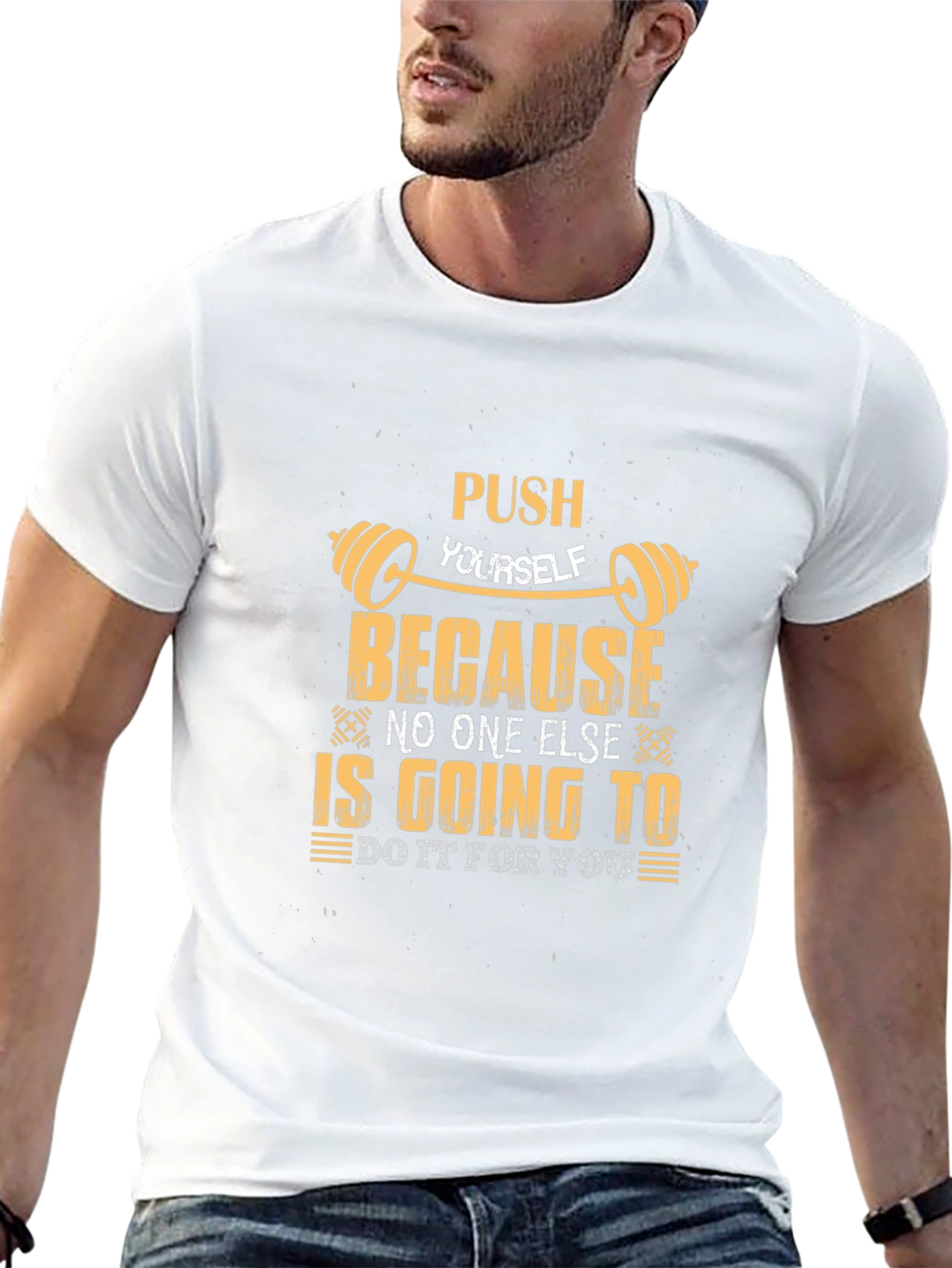 Push Yourself Gym Motivation Graphic Tee - Black