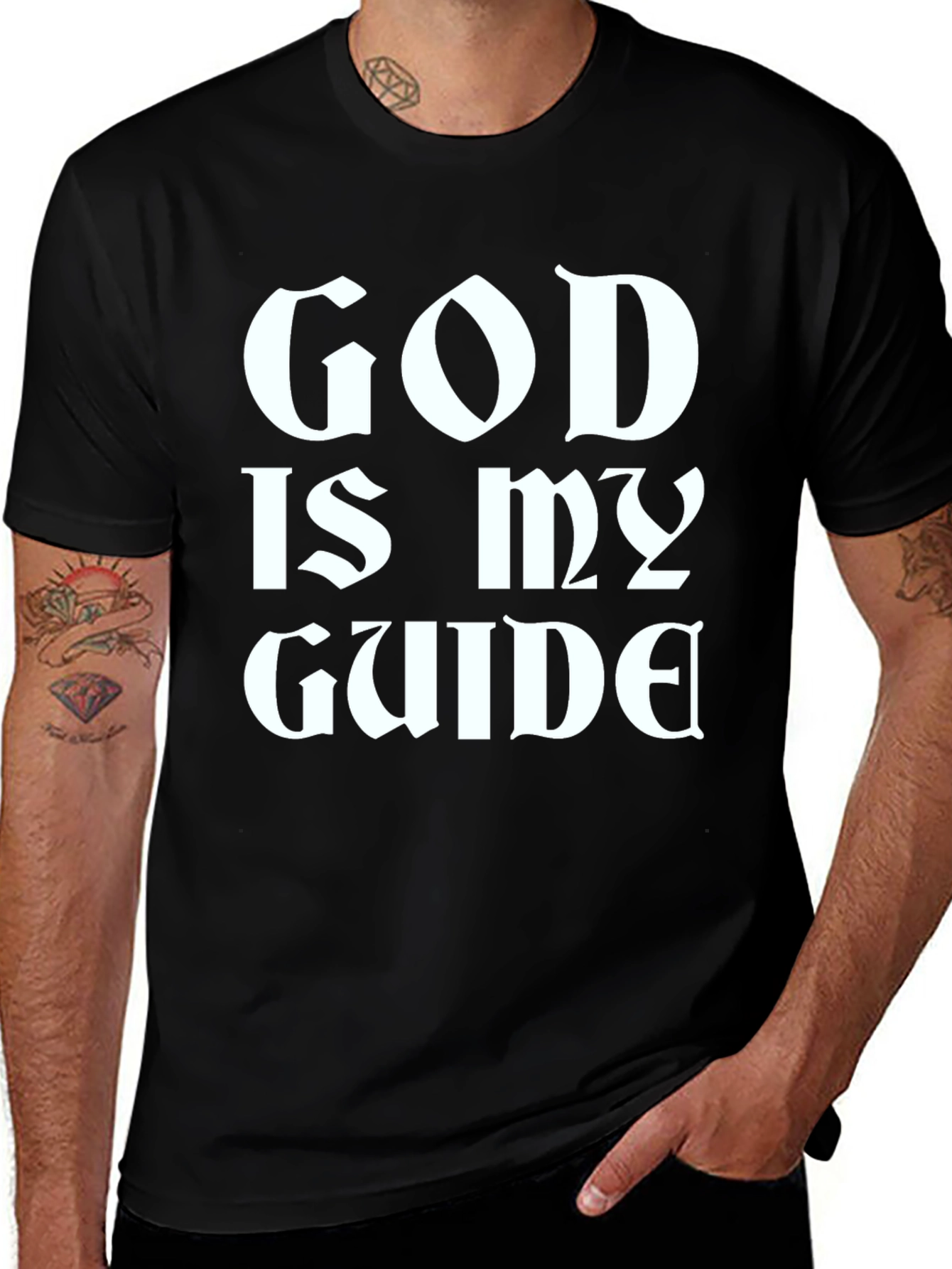God Is My Guide Black T-Shirt