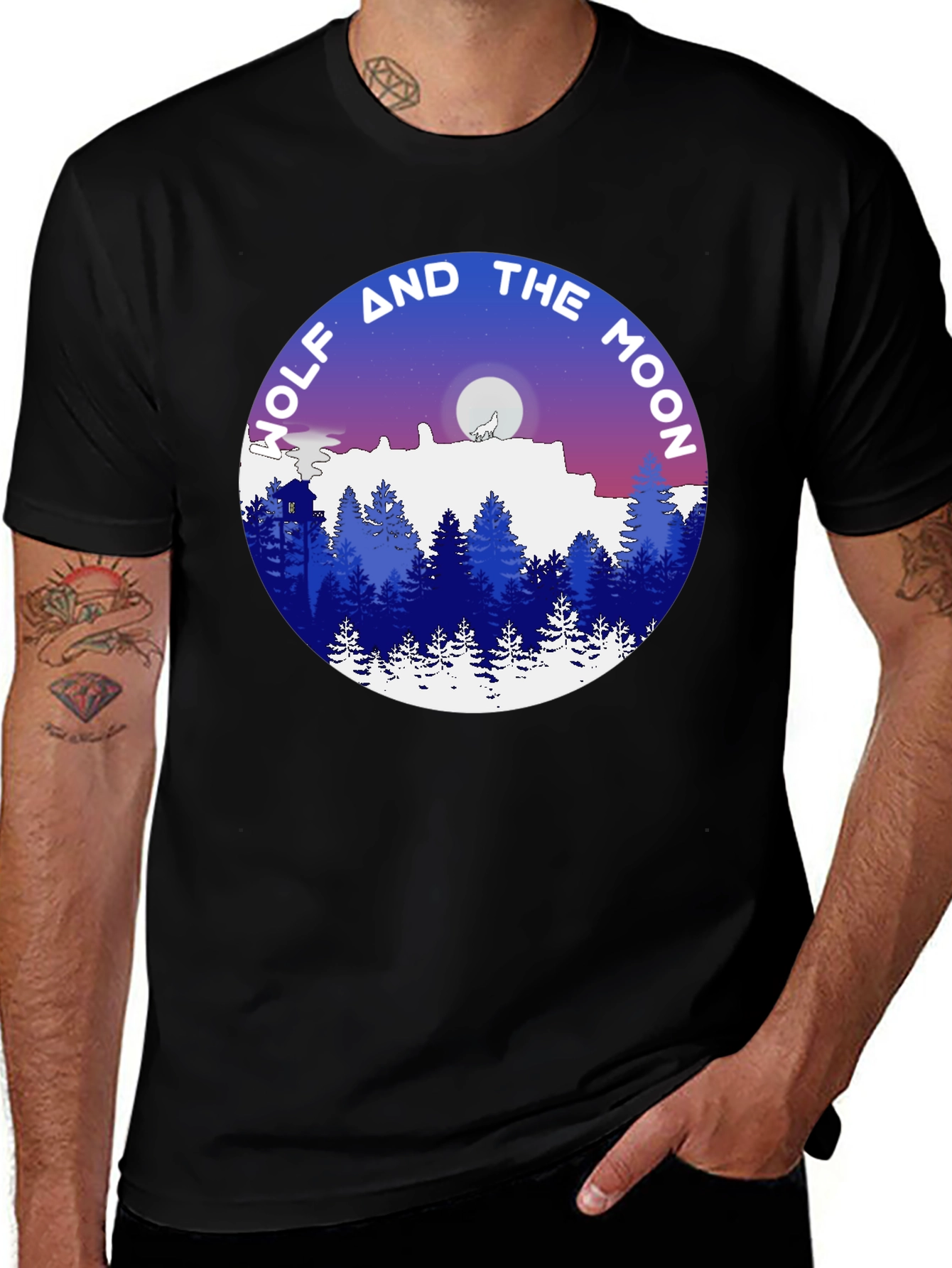 Wolf and the Moon Graphic T-Shirt