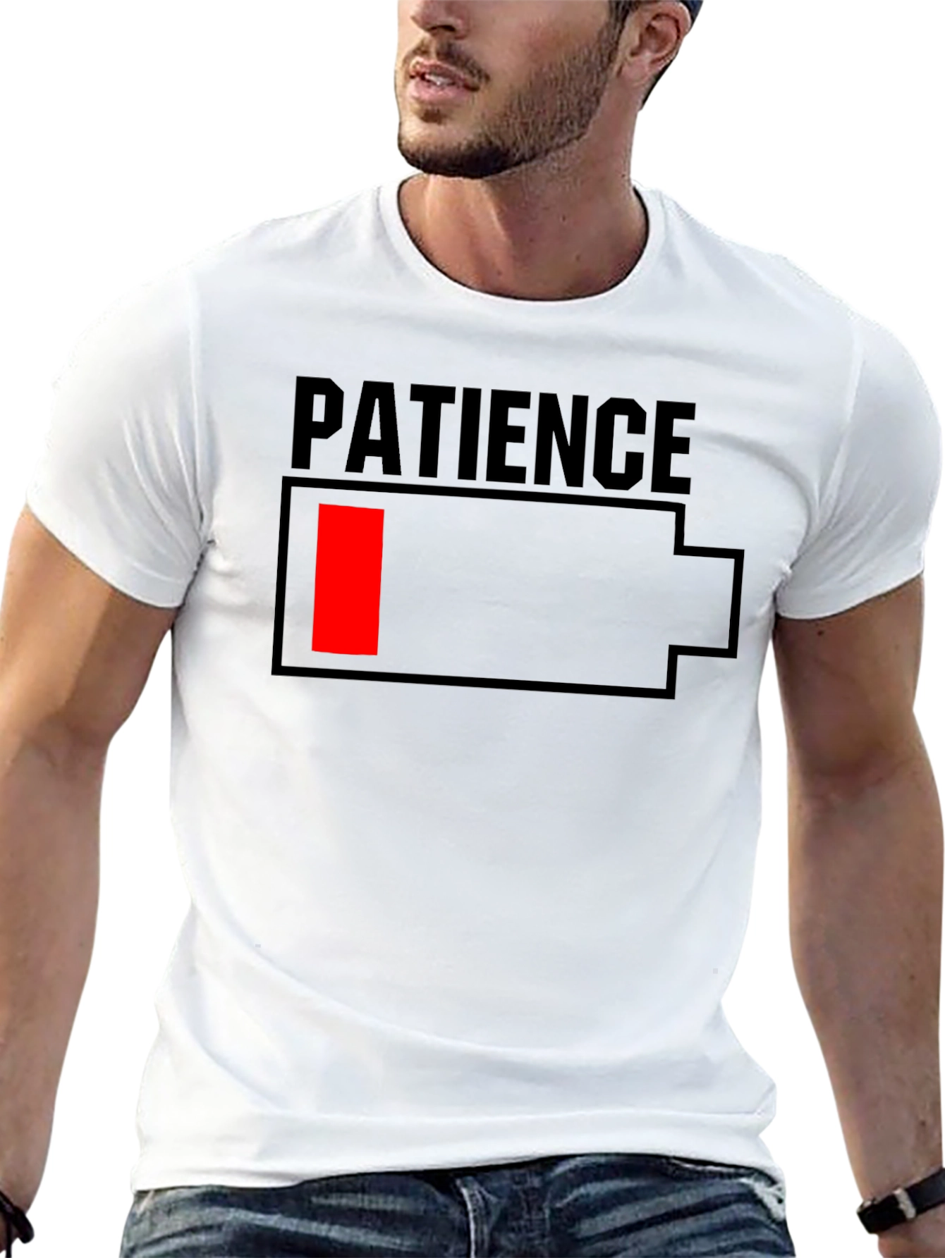 Patience Low Battery Graphic T-Shirt - Black
