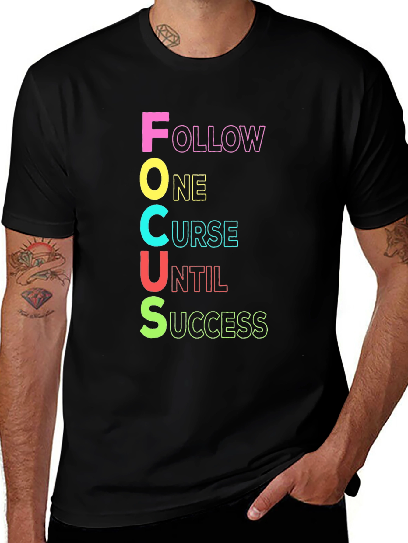 FOCUS Black Graphic Tee - Follow Your Dreams Shirt