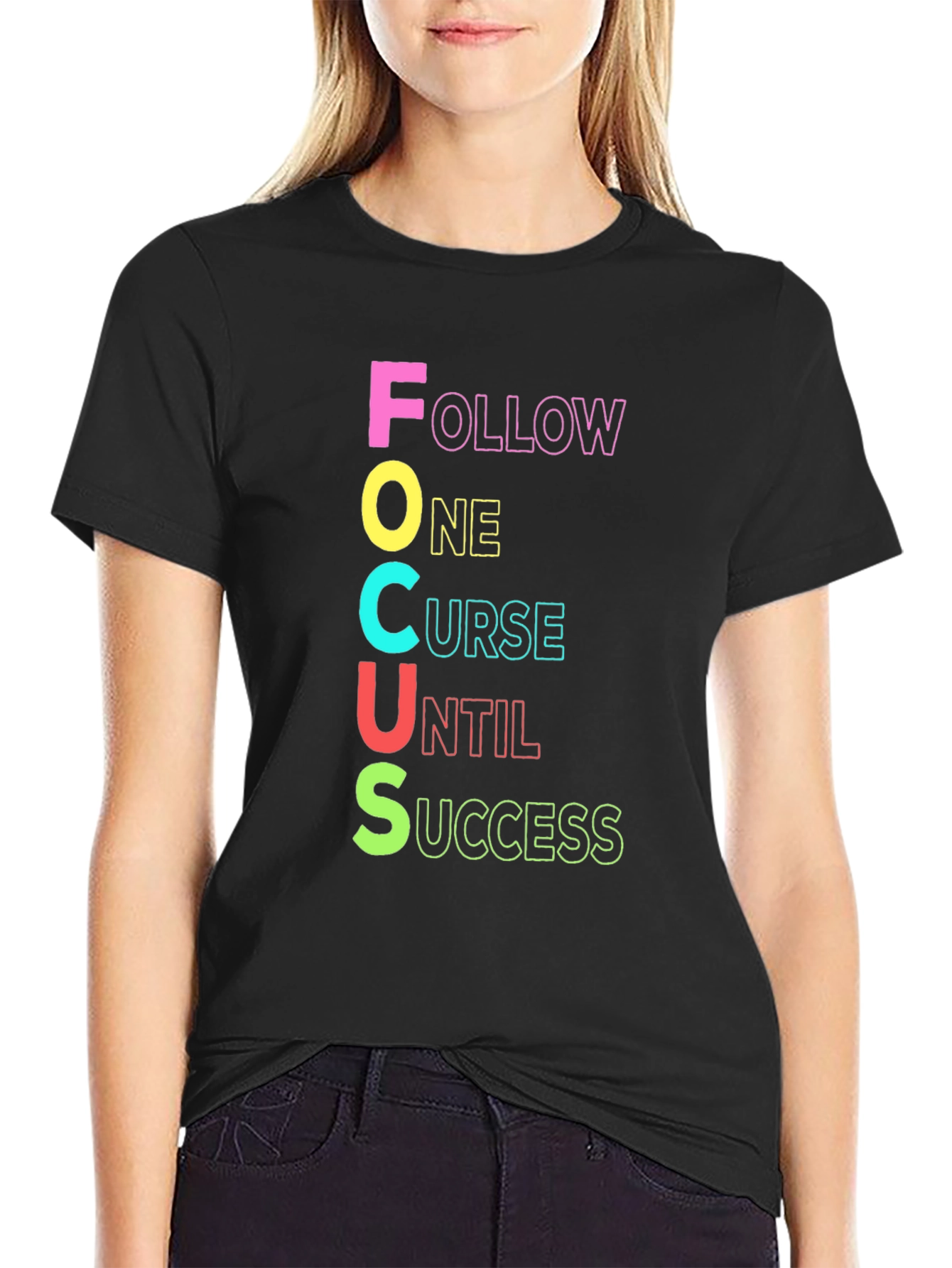 FOCUS Black Graphic Tee - Follow Your Dreams Shirt