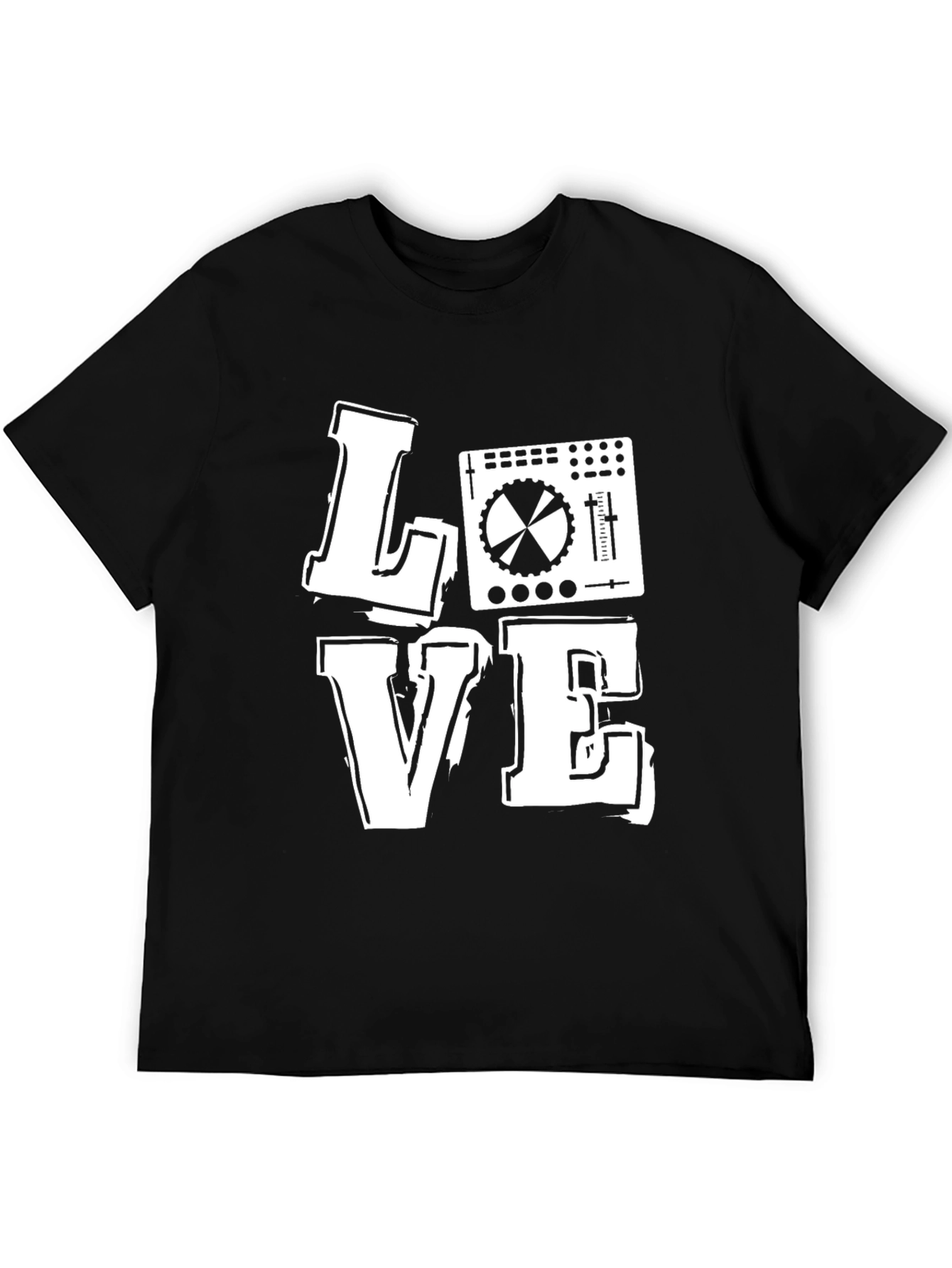 DJ Mixer Love Graphic Print Black T-Shirt