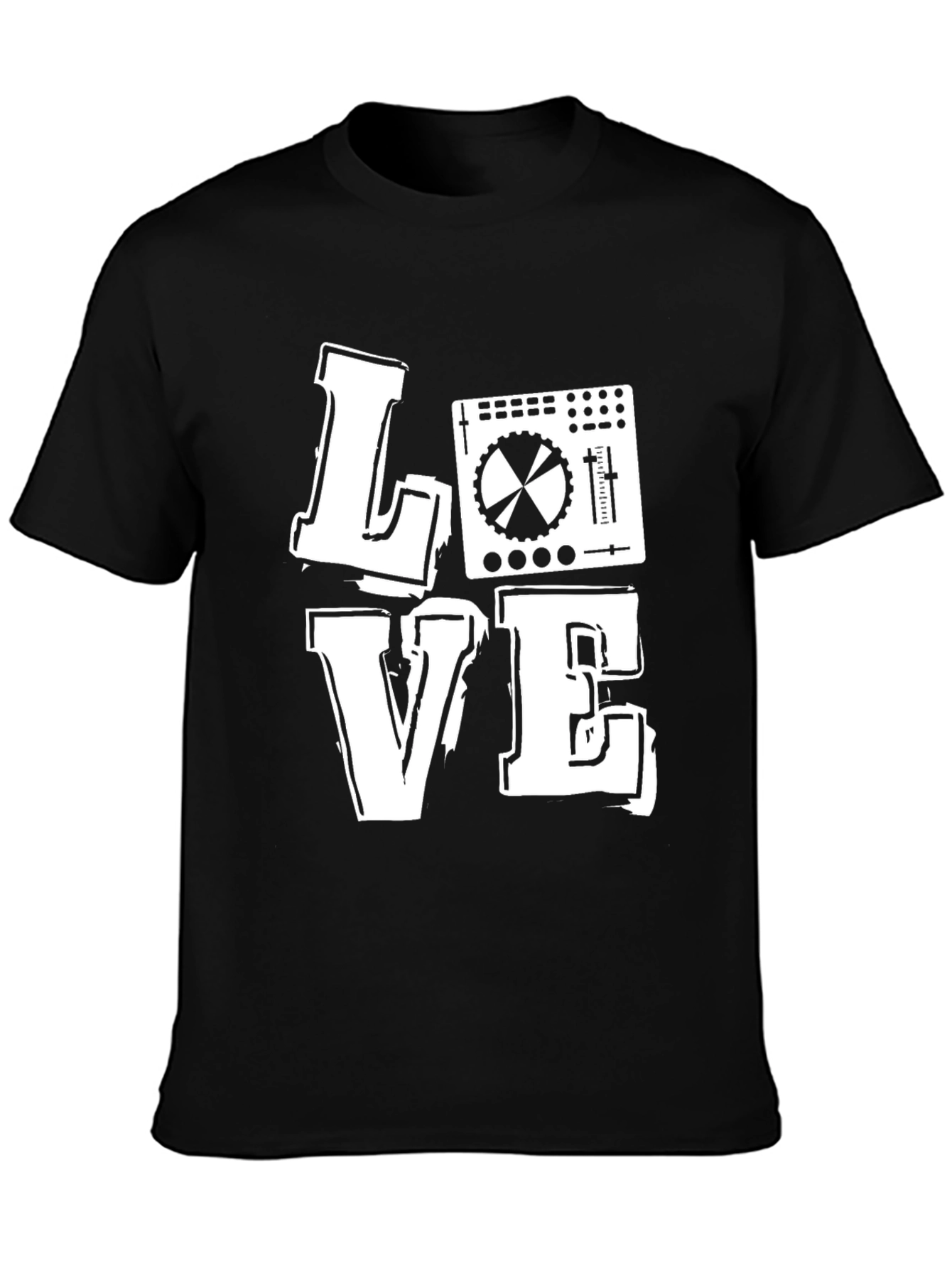 DJ Mixer Love Graphic Print Black T-Shirt