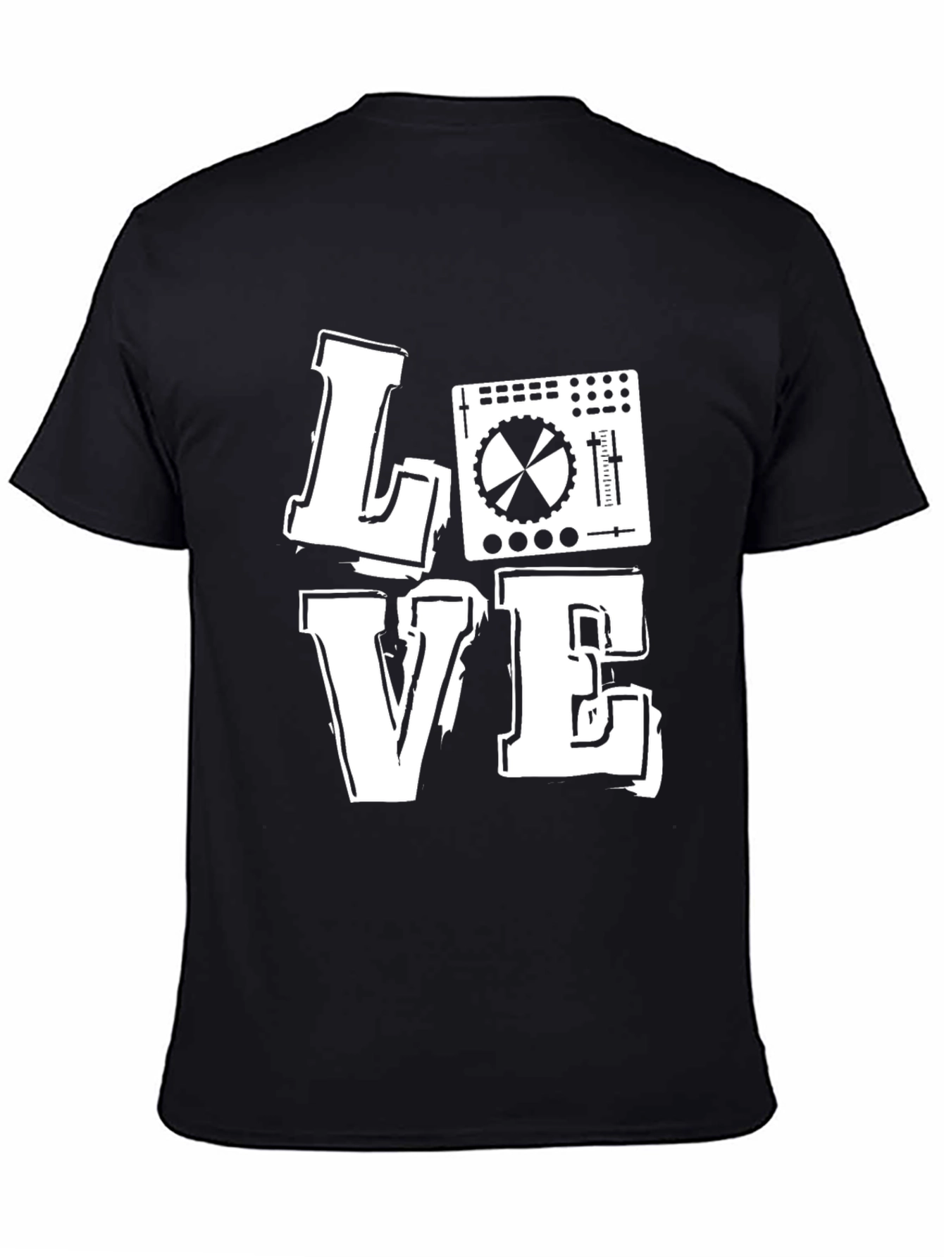DJ Mixer Love Graphic Print Black T-Shirt