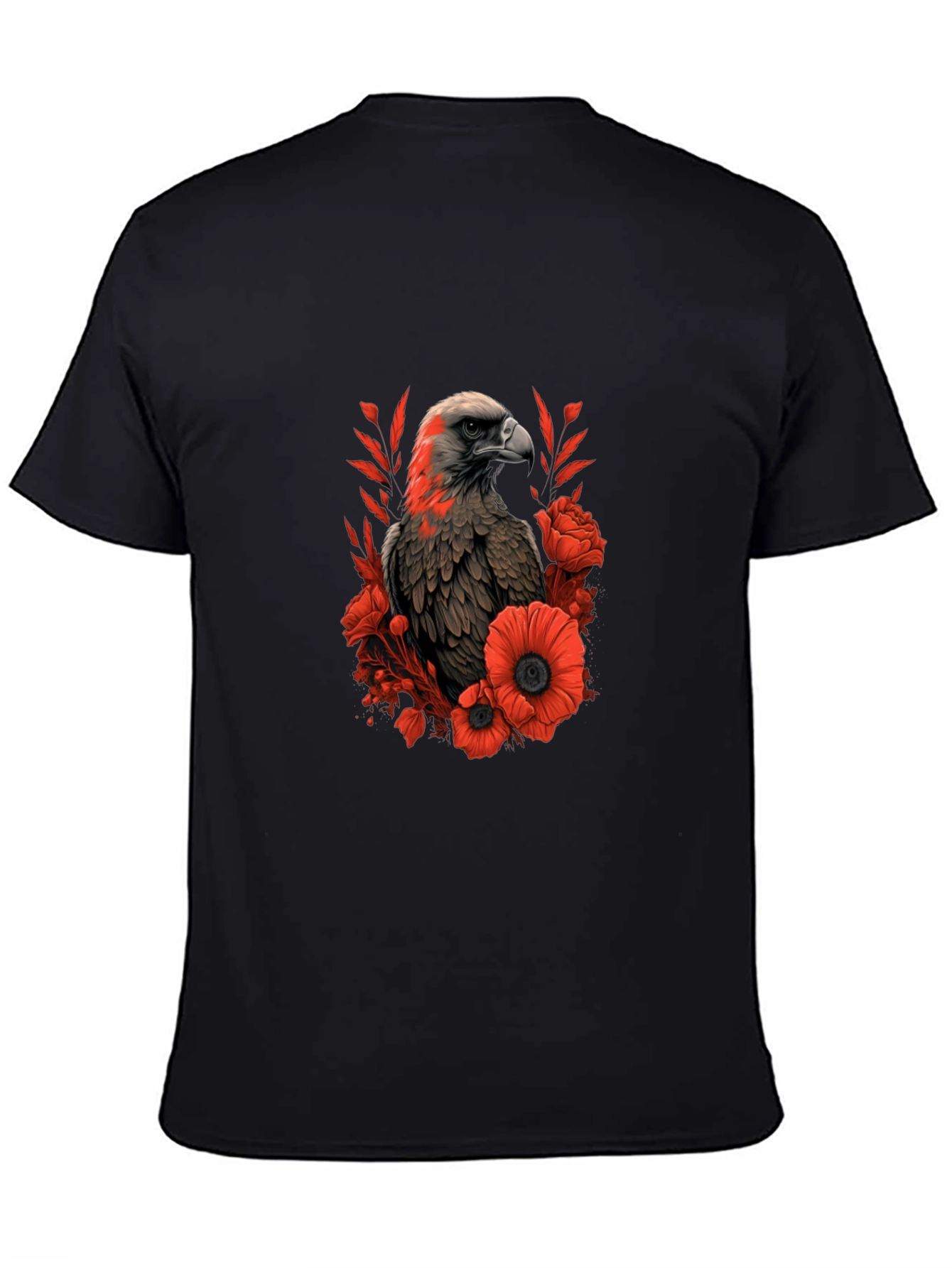 Eagle & Floral Graphic Black T-Shirt