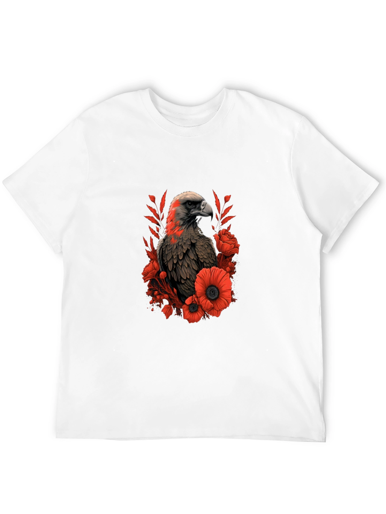 Eagle & Floral Graphic Black T-Shirt