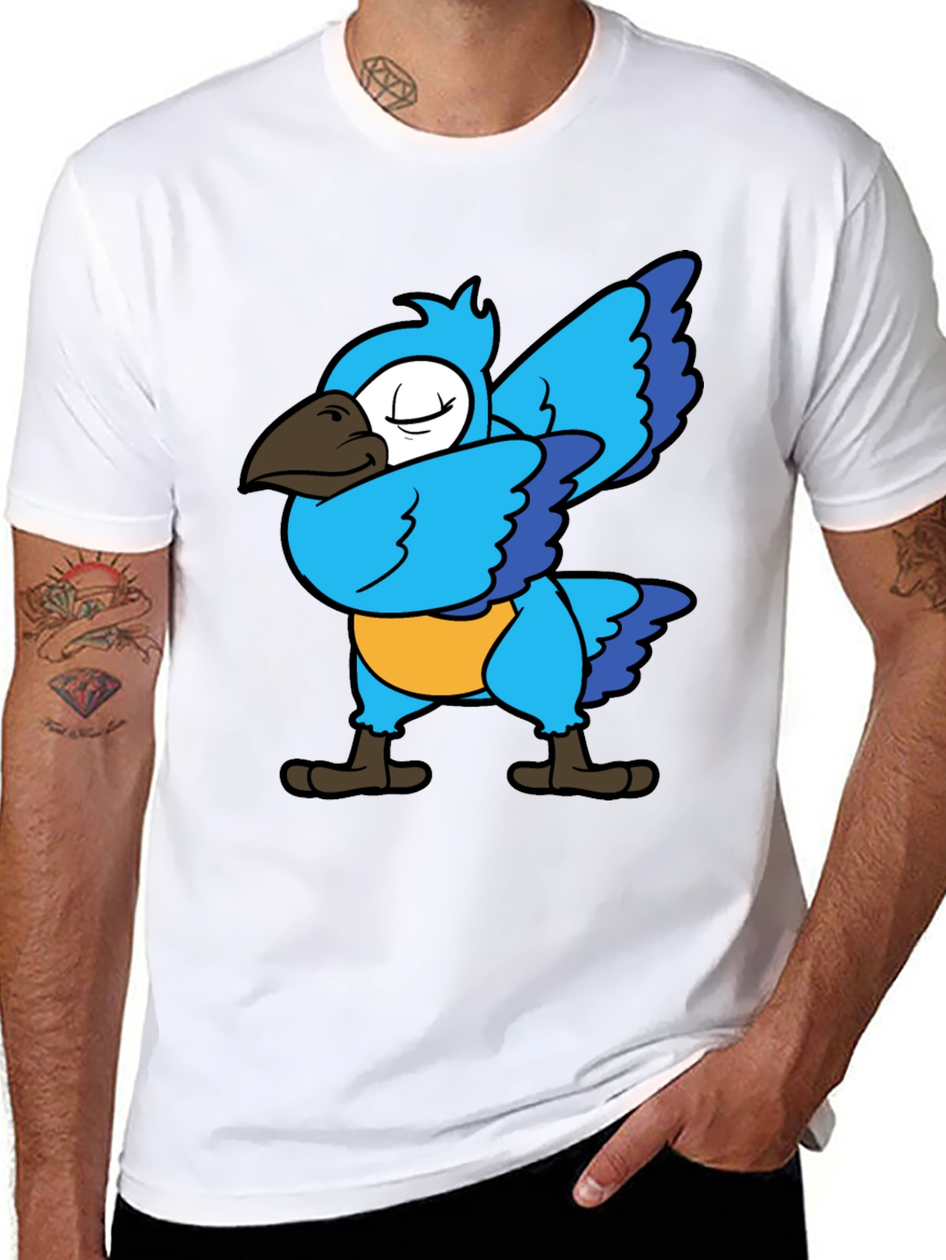 Dabbing Parrot T-Shirt - Blue Bird Dance Tee