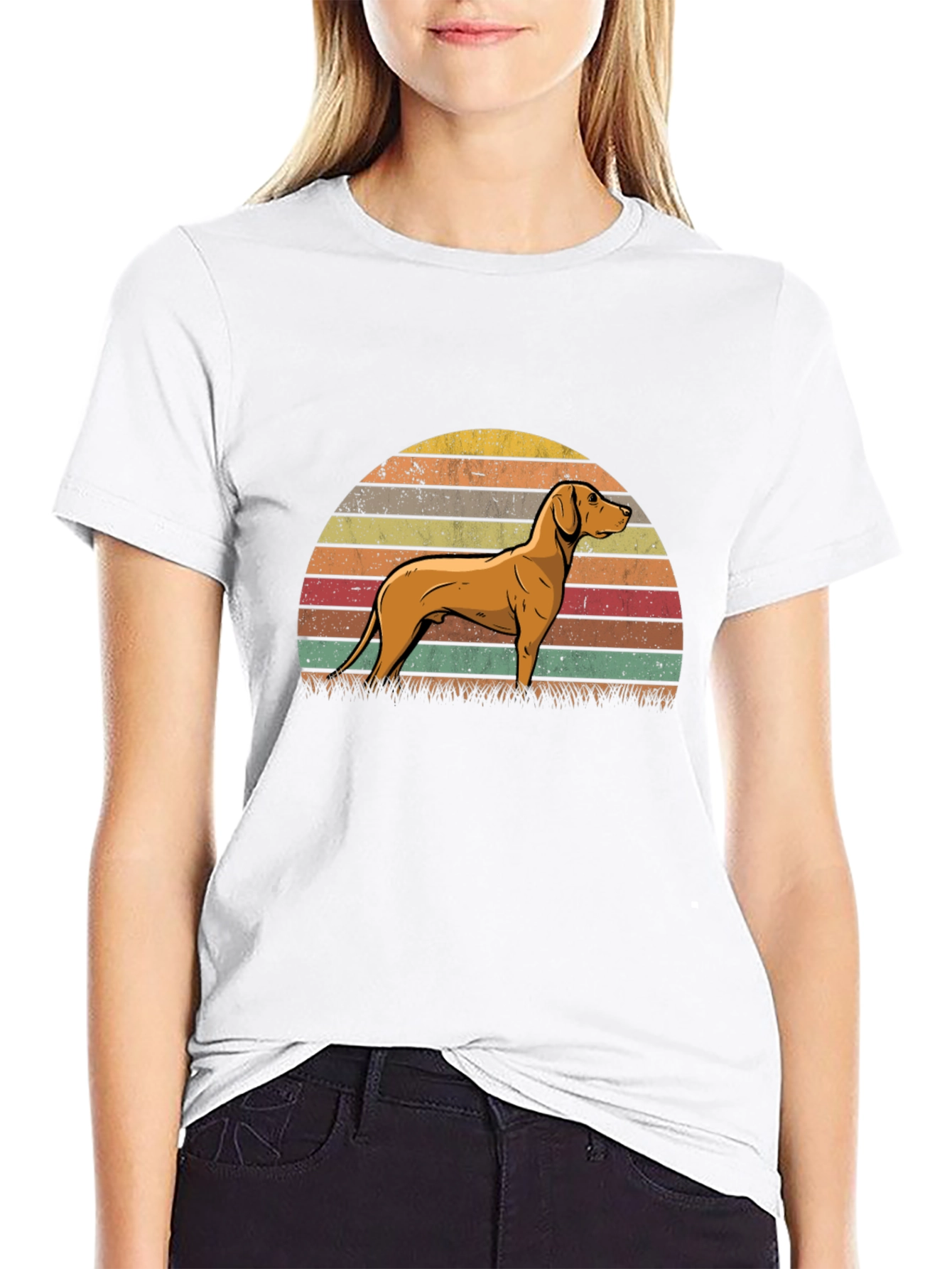 Vizsla Dog Retro Sunset T-Shirt