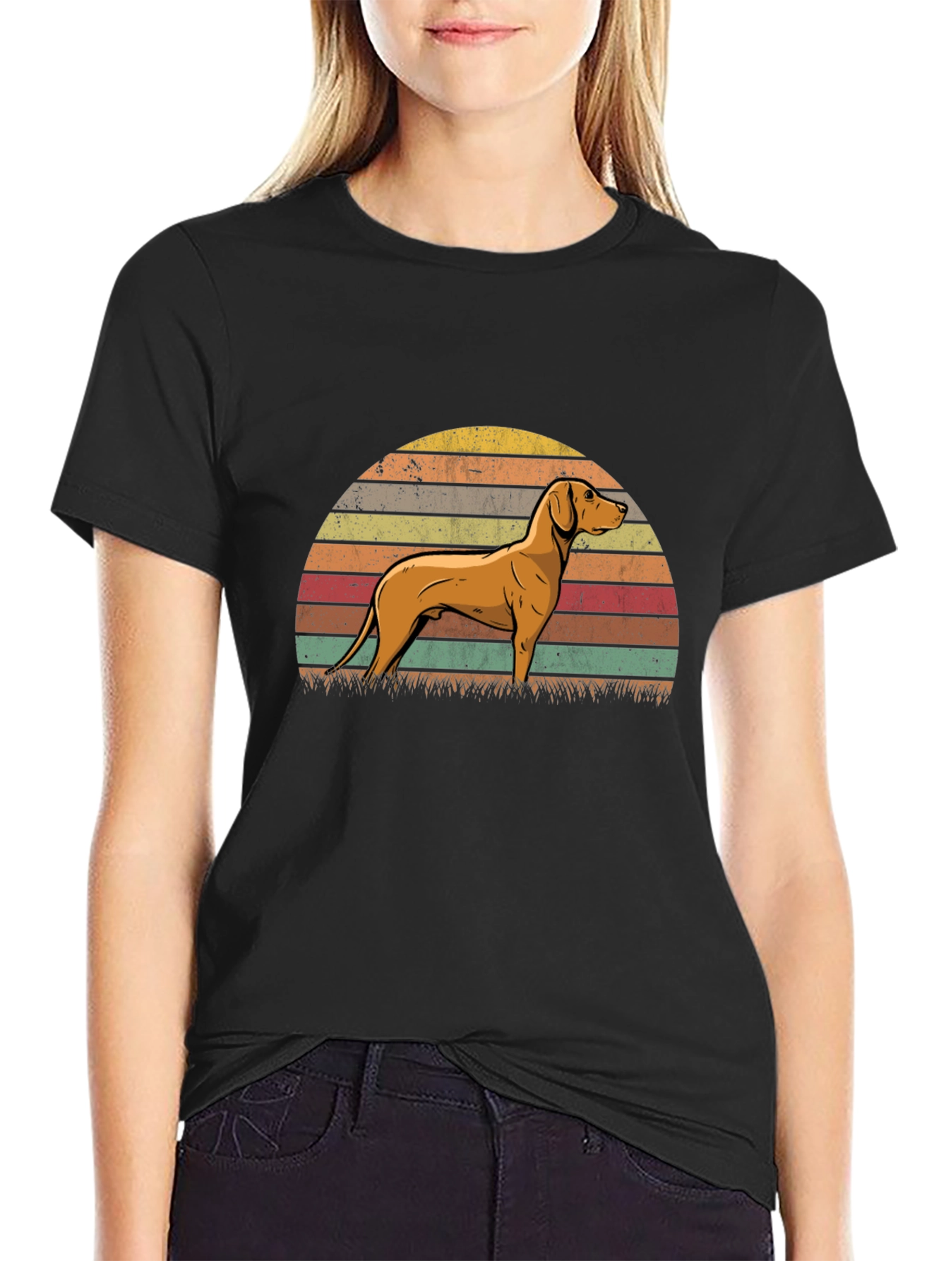 Vizsla Dog Retro Sunset T-Shirt