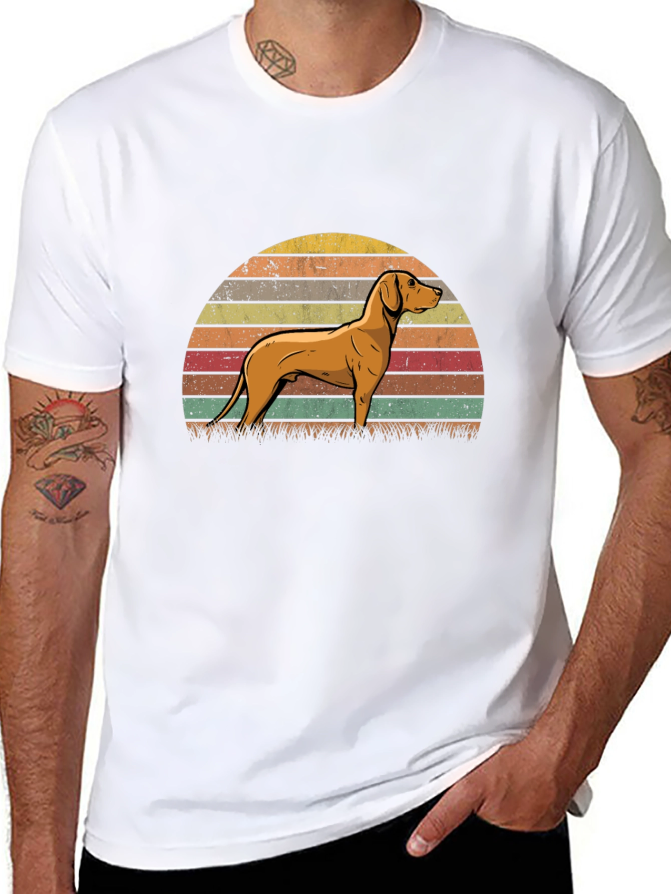Vizsla Dog Retro Sunset T-Shirt
