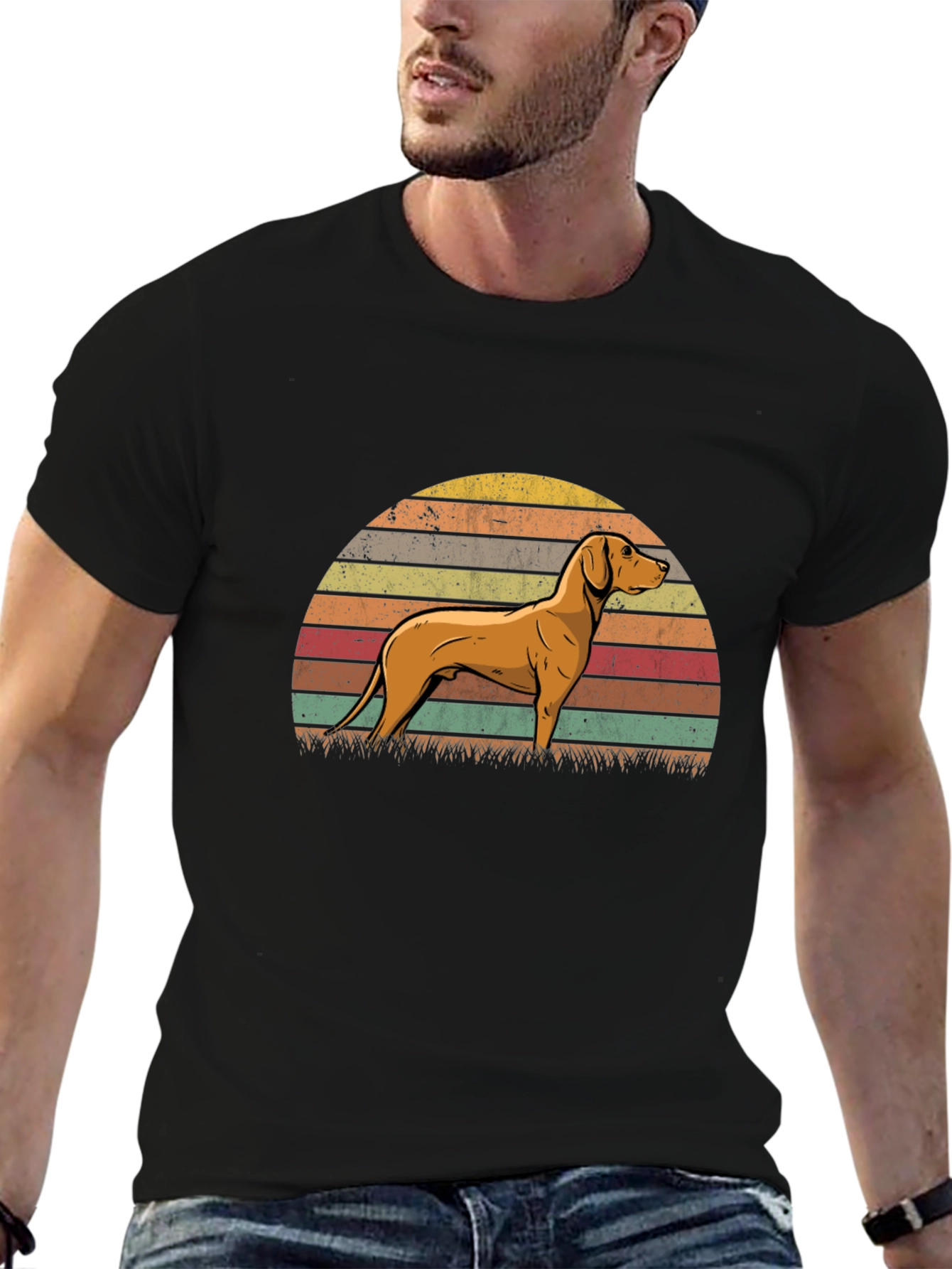 Vizsla Dog Retro Sunset T-Shirt
