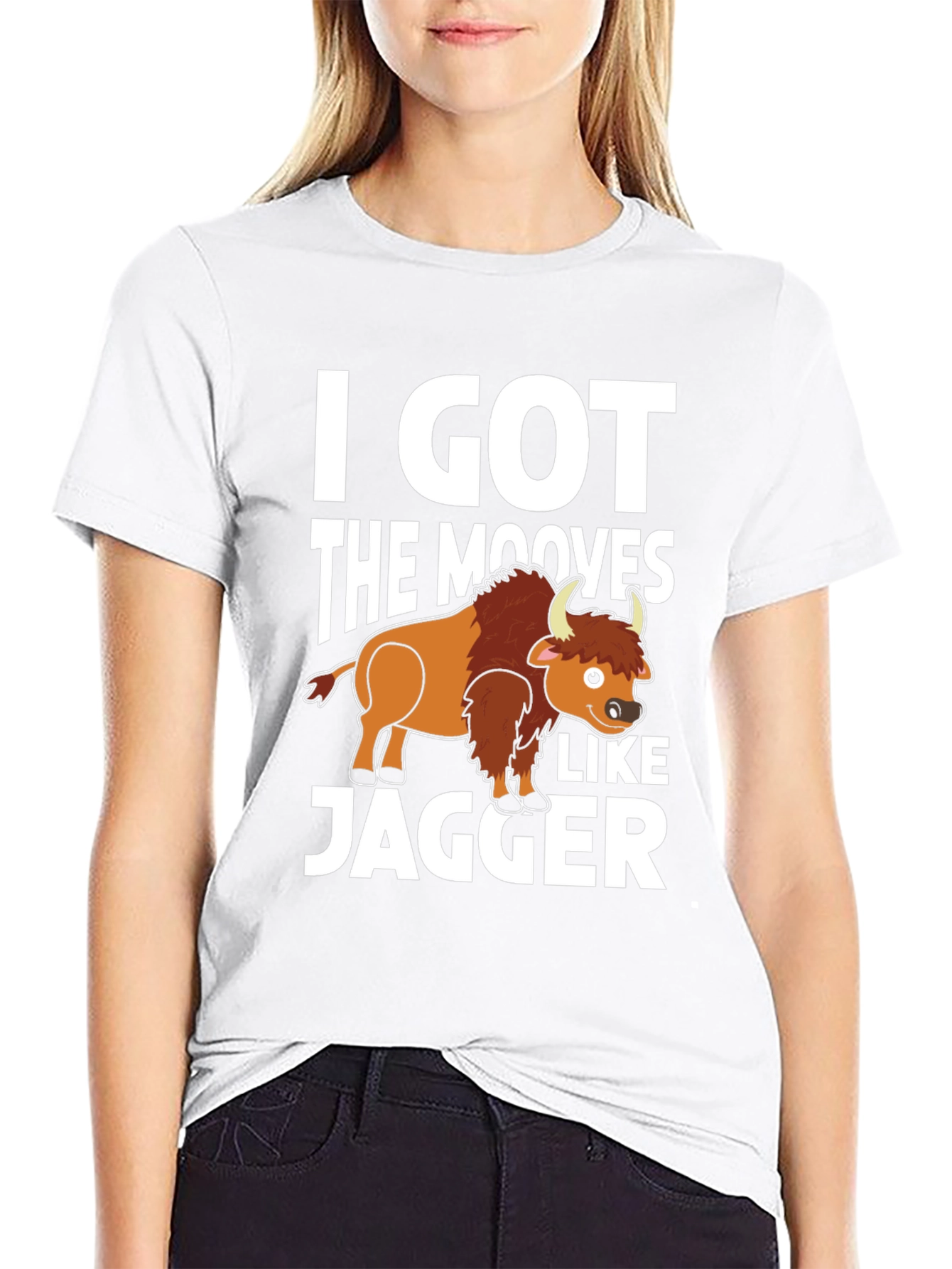 Funny Mooves Like Jagger Buffalo Graphic Tee