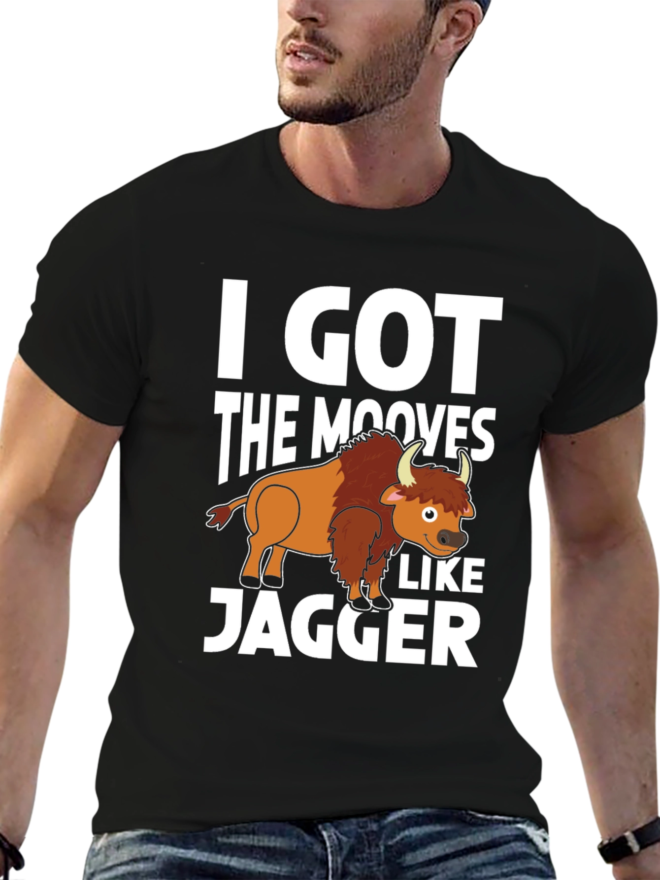 Funny Mooves Like Jagger Buffalo Graphic Tee