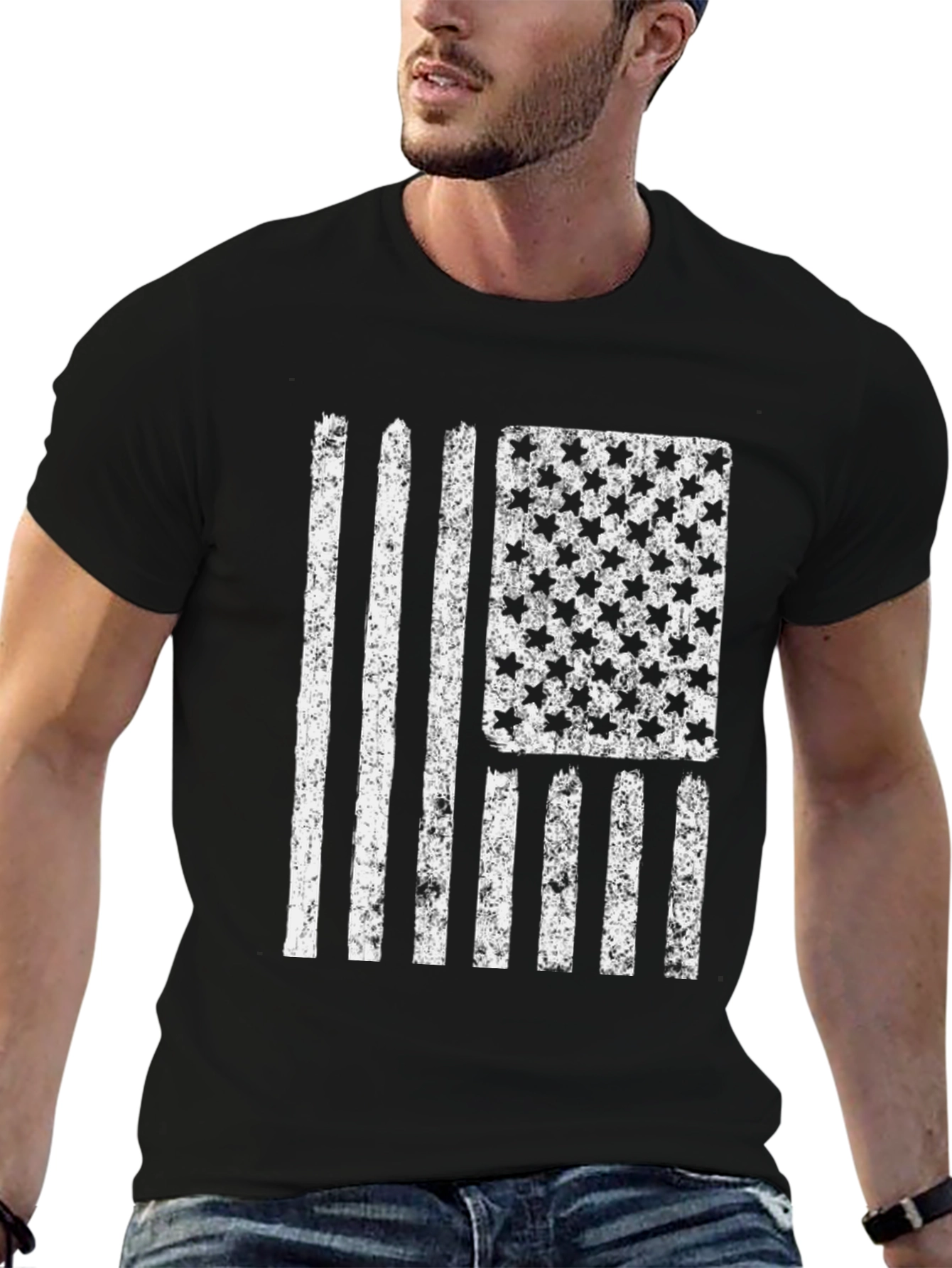 Distressed American Flag Graphic T-Shirt - Patriotic Design
