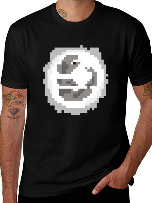 Pixel Art Moon Graphic Tee - Classic Black