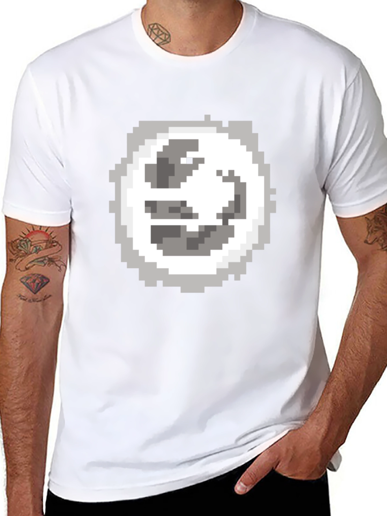 Pixel Art Moon Graphic Tee - Classic Black