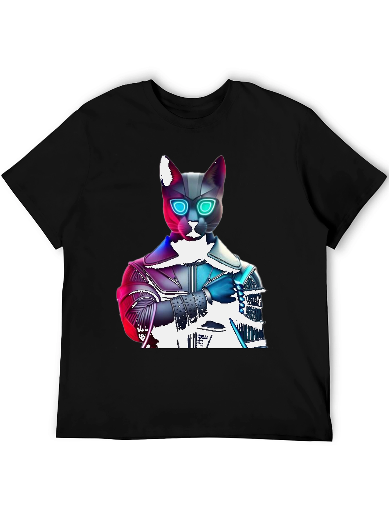 Cyberpunk Cat T-Shirt - Futuristic Feline Fashion