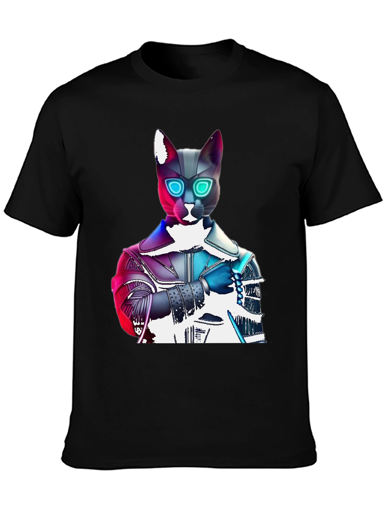 Cyberpunk Cat T-Shirt - Futuristic Feline Fashion