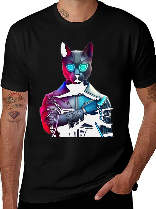 Cyberpunk Cat T-Shirt - Futuristic Feline Fashion