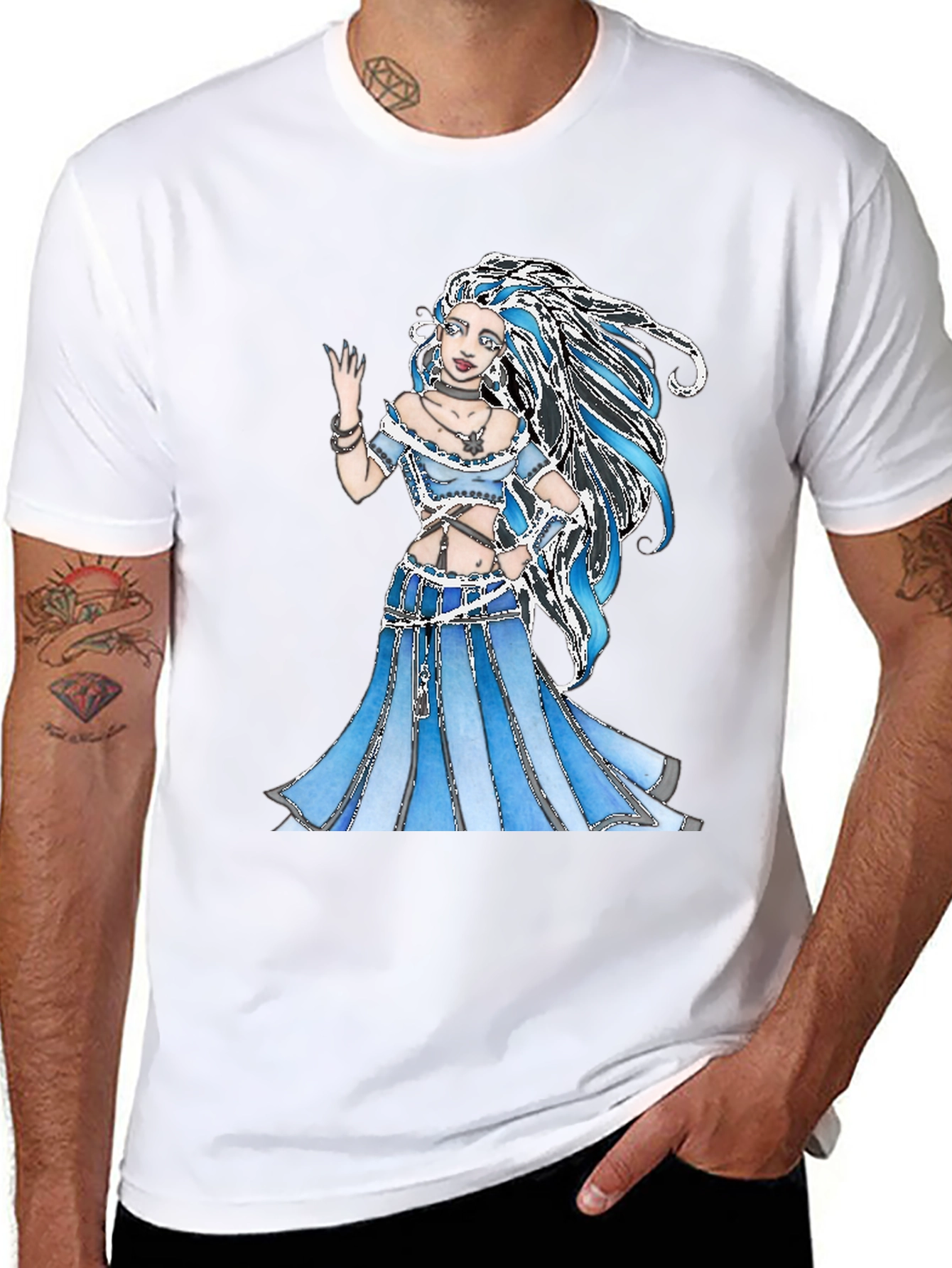 Blue Fantasy Woman Graphic T-Shirt