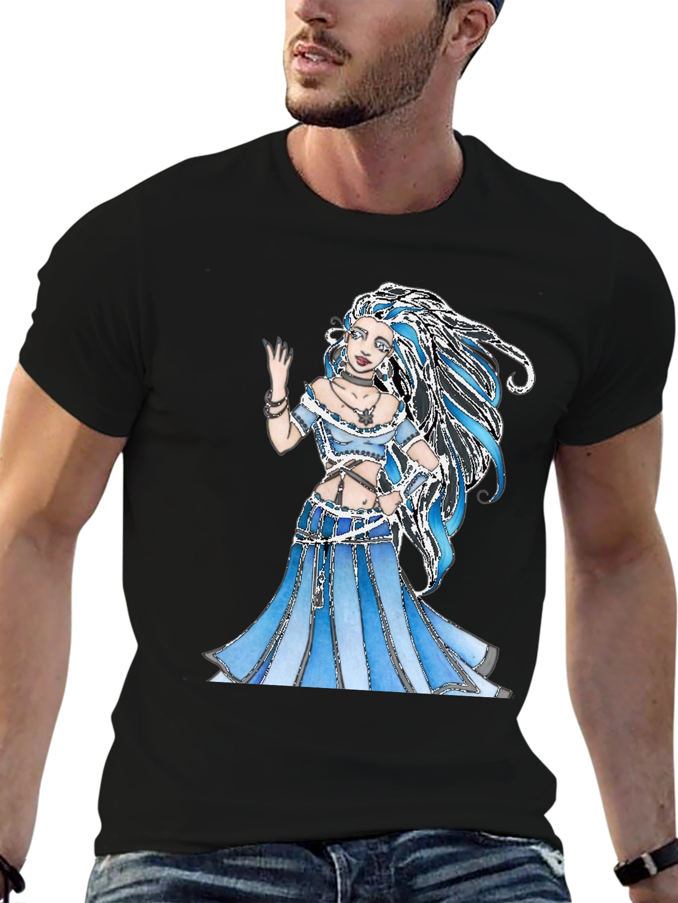Blue Fantasy Woman Graphic T-Shirt