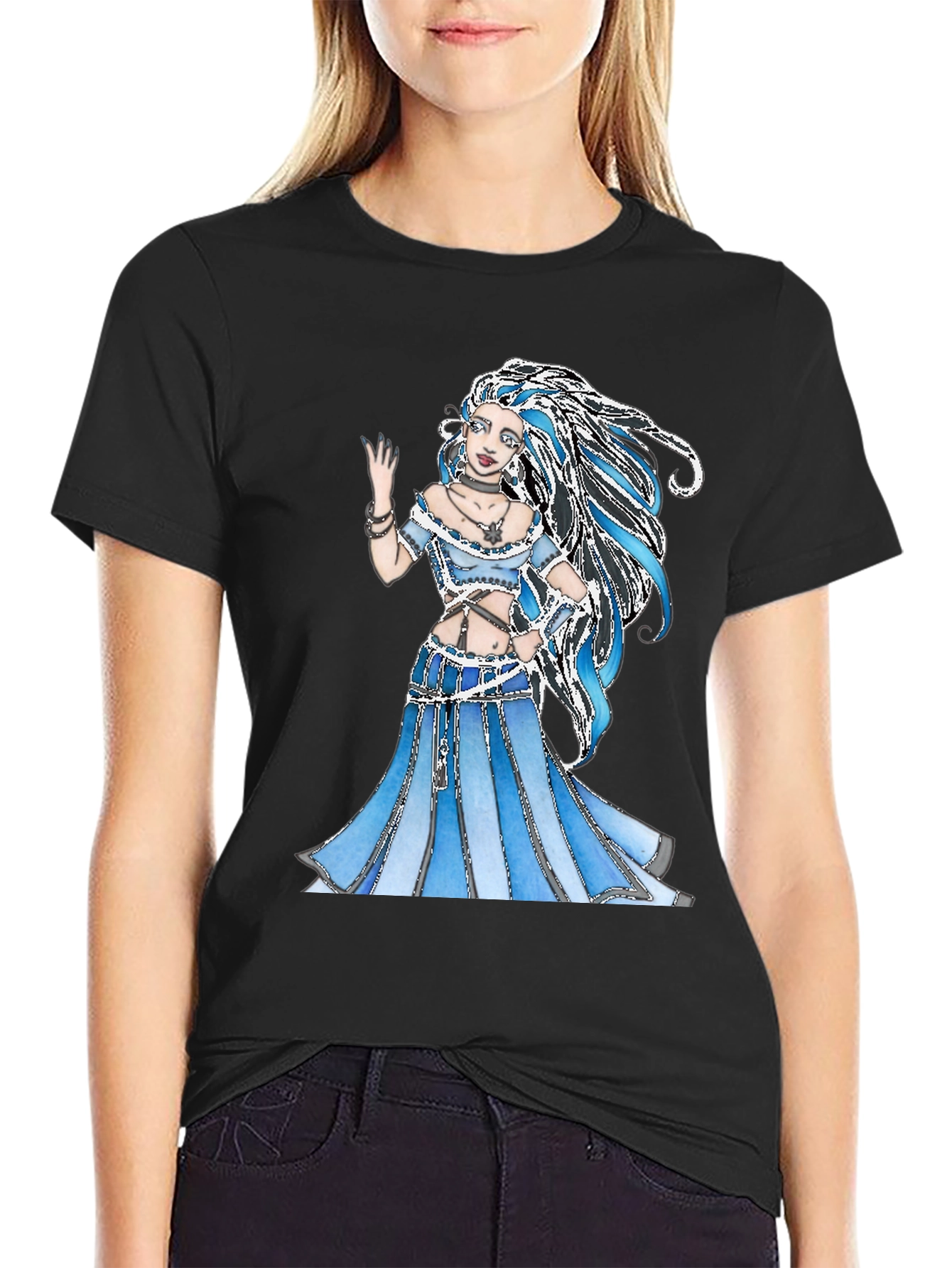 Blue Fantasy Woman Graphic T-Shirt