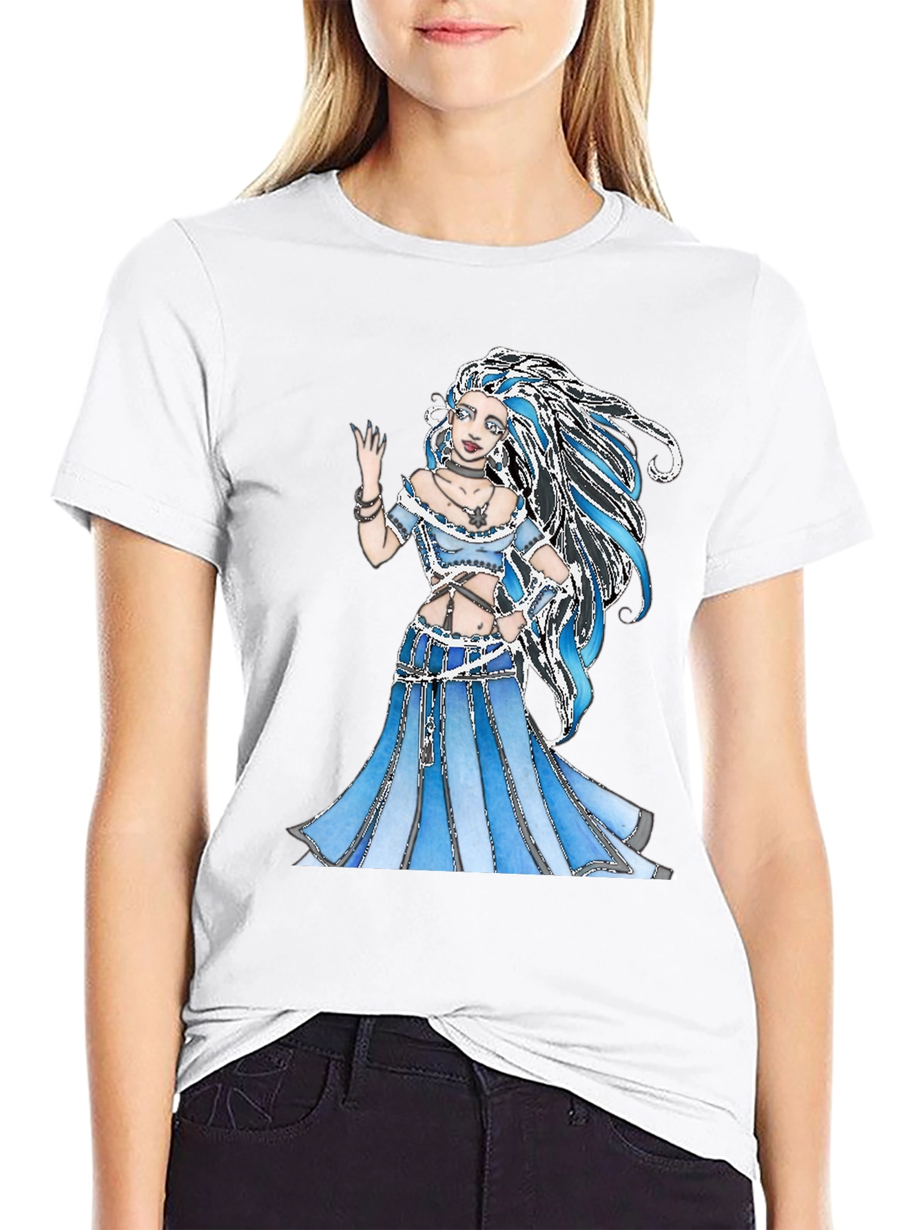 Blue Fantasy Woman Graphic T-Shirt