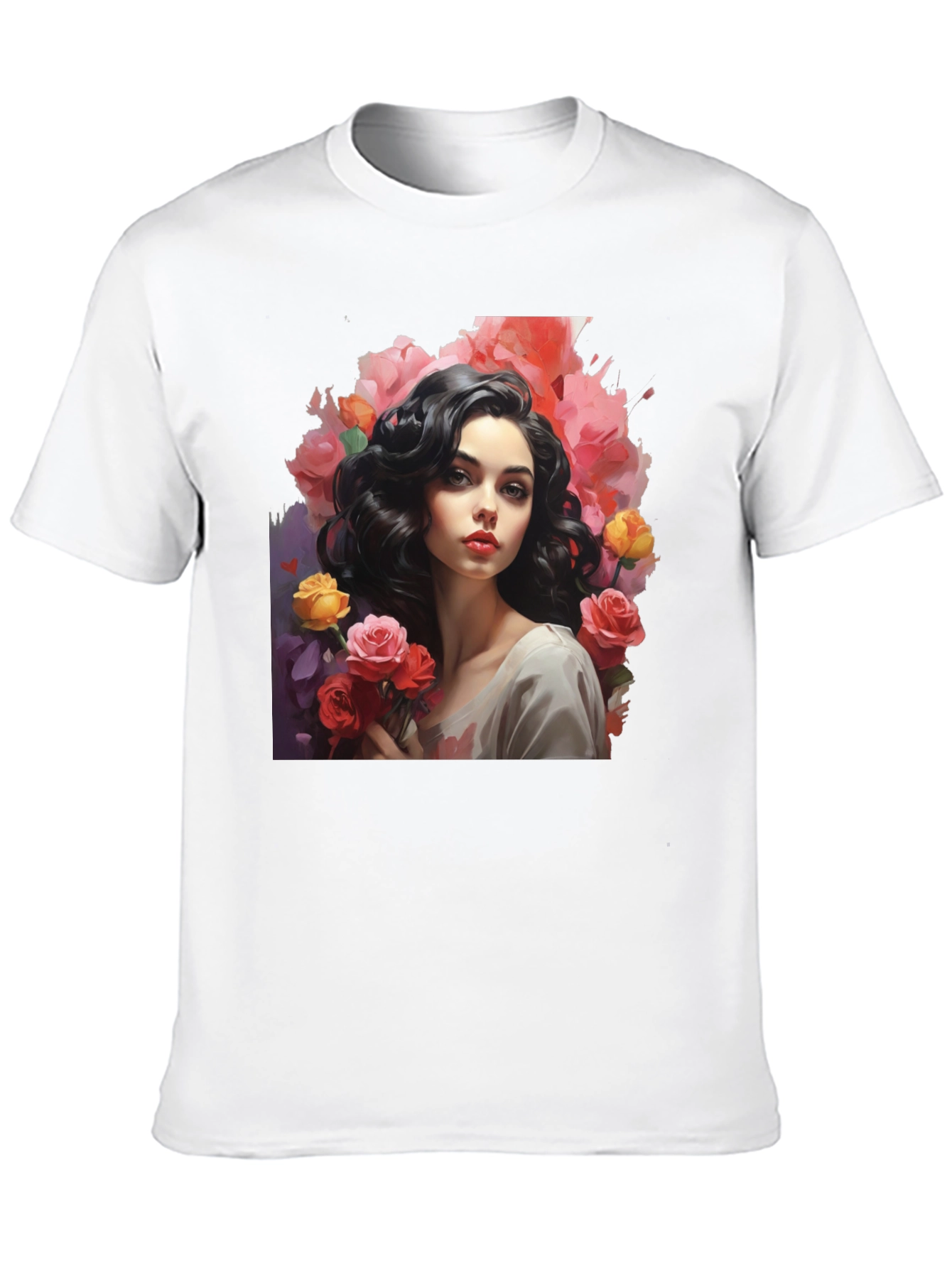 Floral Portrait T-Shirt - Elegant Graphic Tee