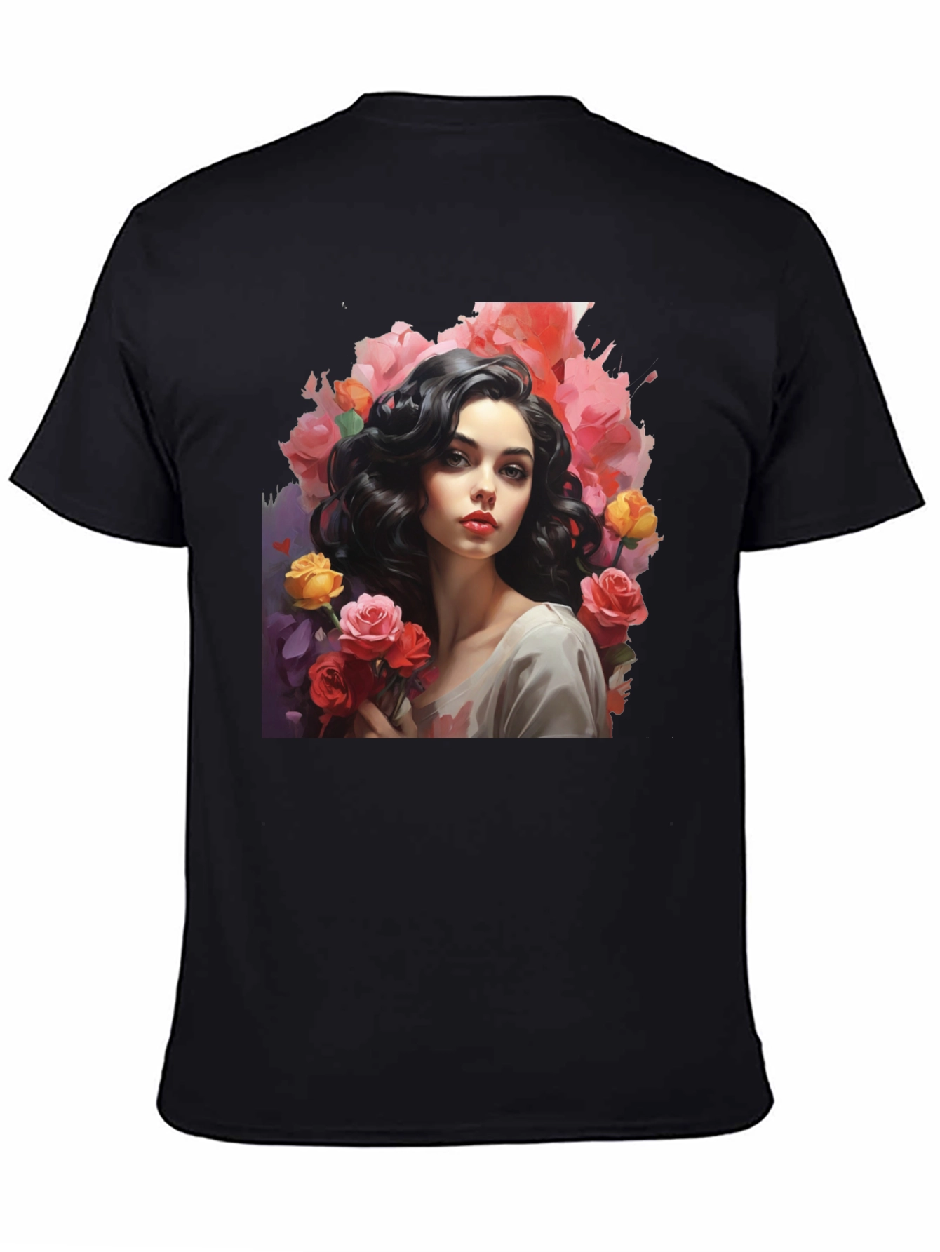 Floral Portrait T-Shirt - Elegant Graphic Tee