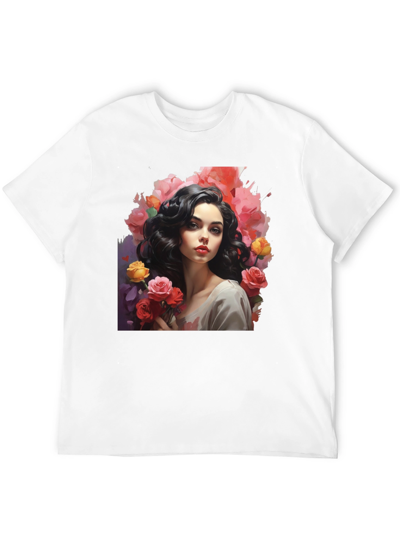 Floral Portrait T-Shirt - Elegant Graphic Tee