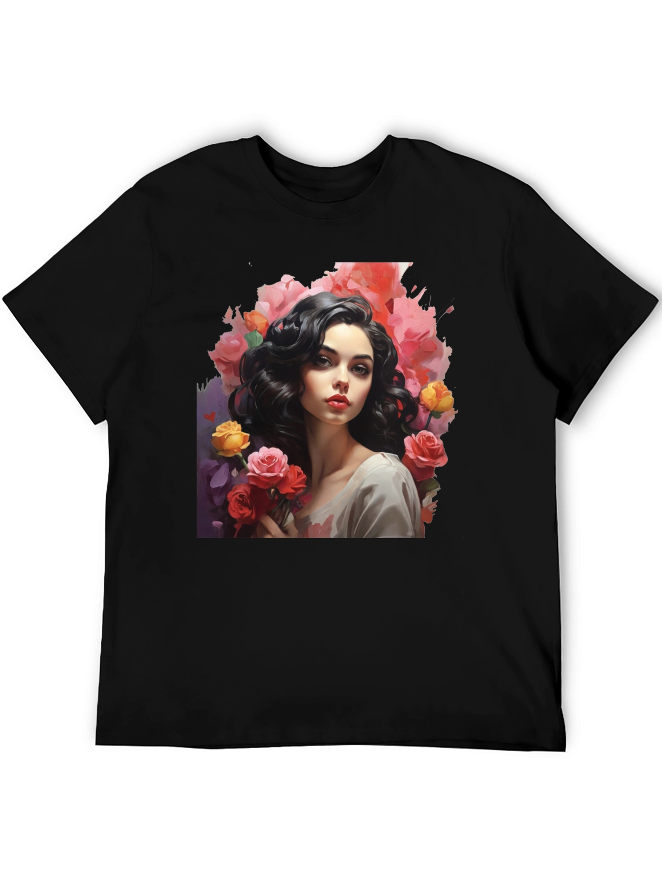 Floral Portrait T-Shirt - Elegant Graphic Tee