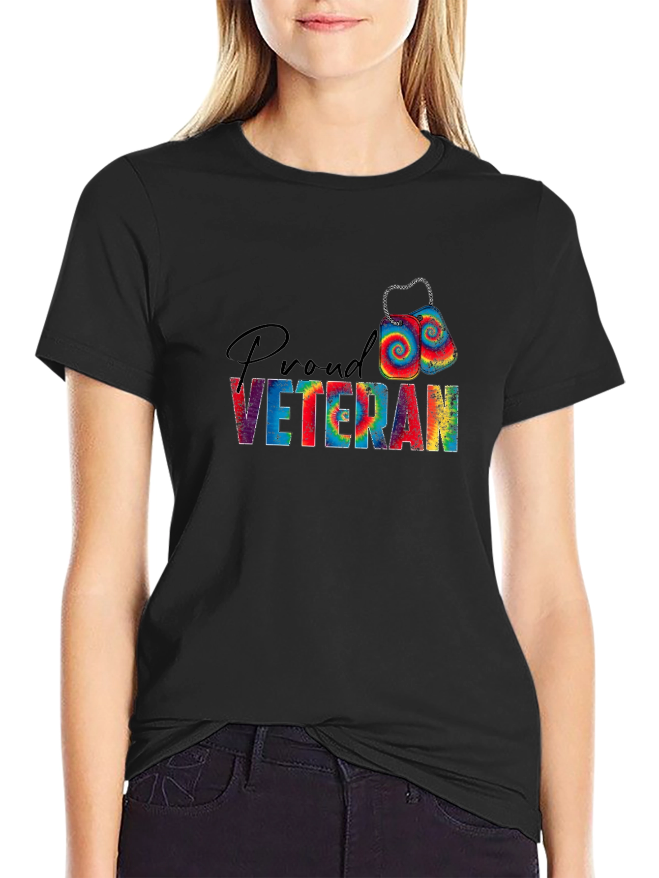 Proud Veteran Tie Dye Graphic Tee