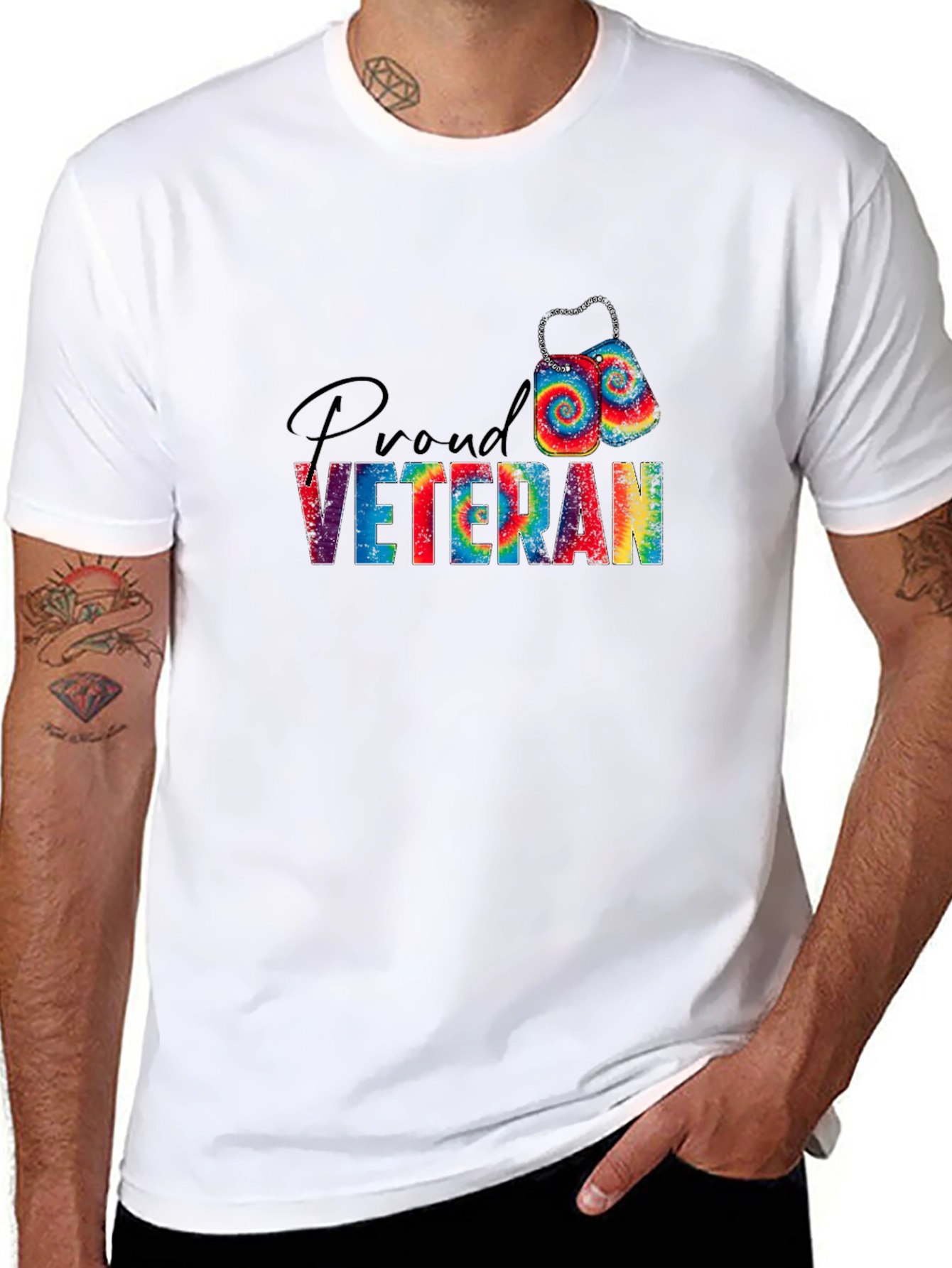 Proud Veteran Tie Dye Graphic Tee