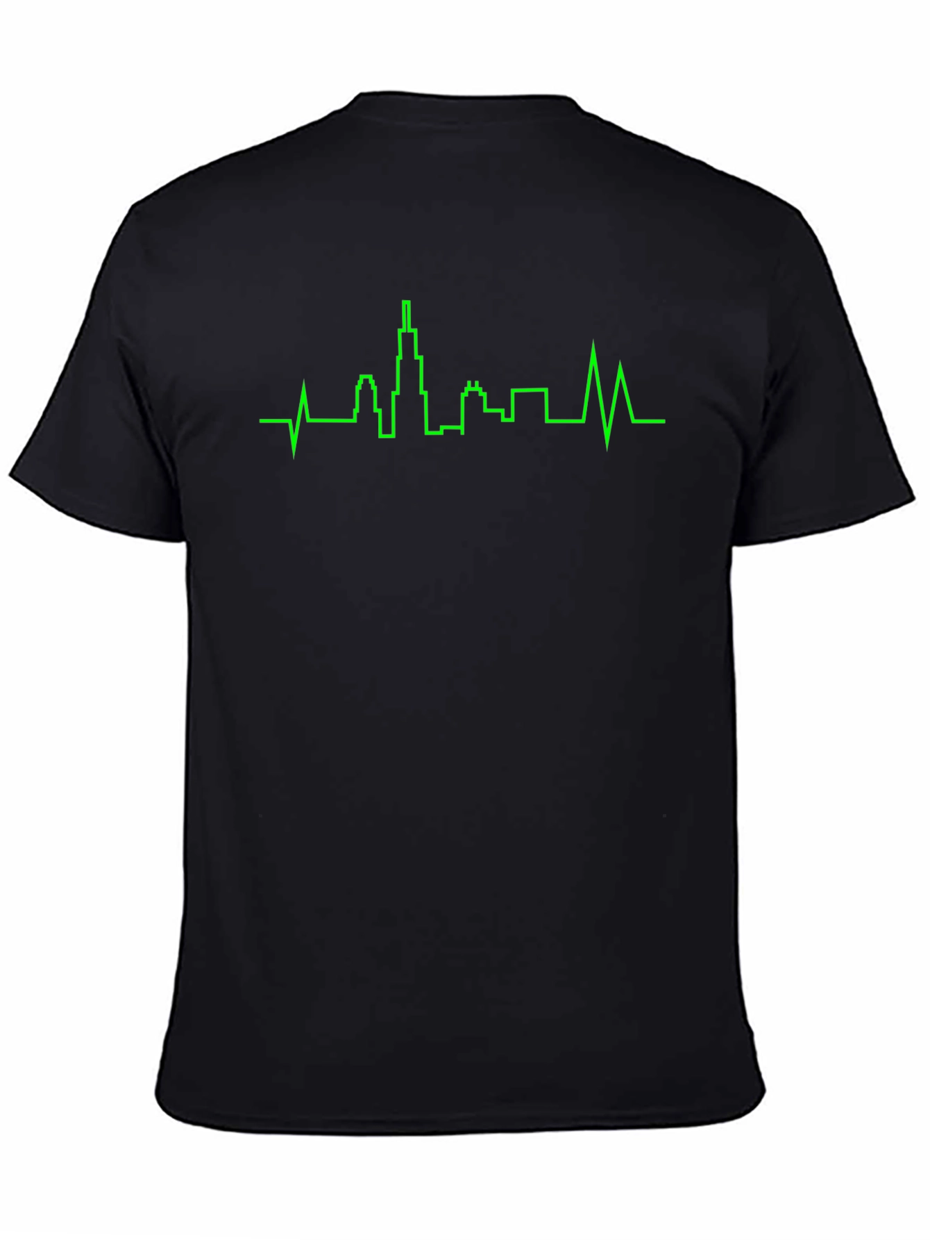 Chicago Skyline Heartbeat Graphic Tee - Black