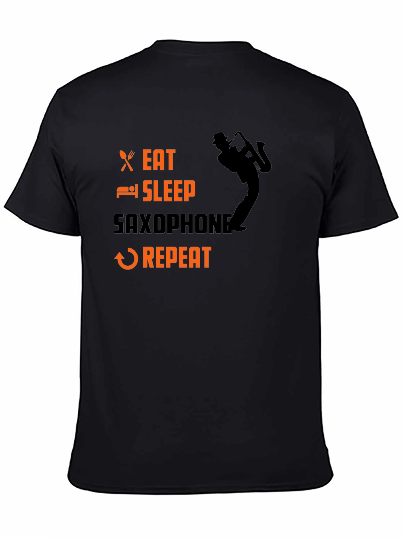 Eat Sleep Saxophone Repeat Black T-Shirt