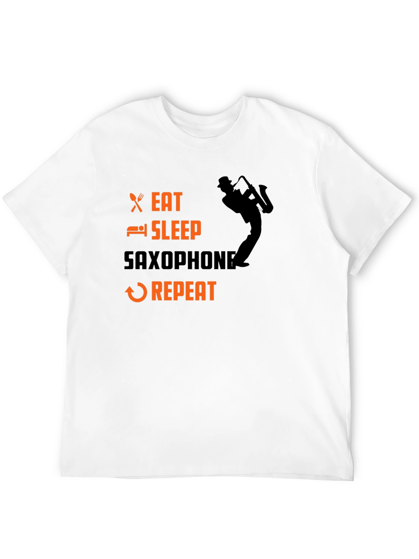 Eat Sleep Saxophone Repeat Black T-Shirt