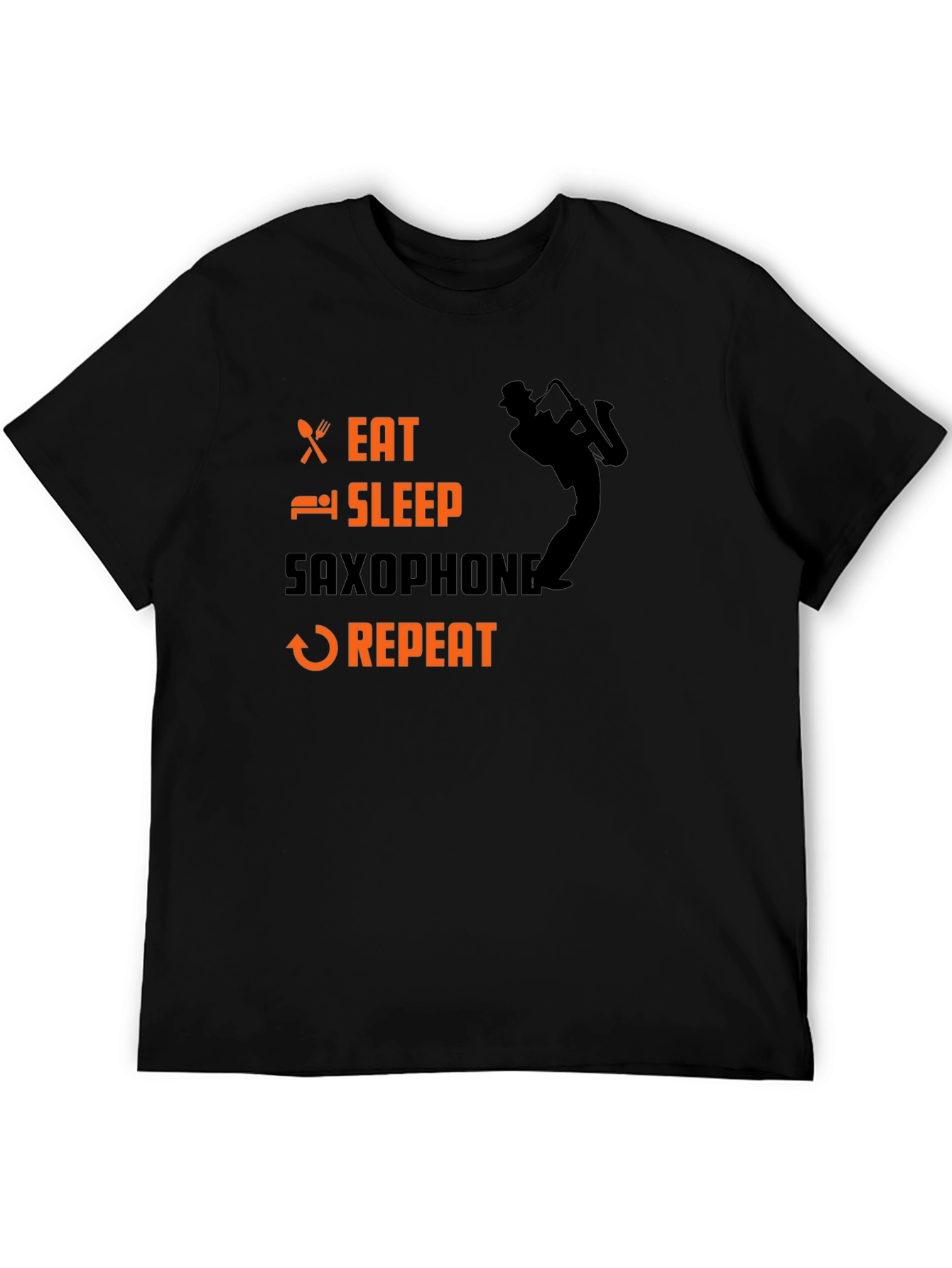 Eat Sleep Saxophone Repeat Black T-Shirt
